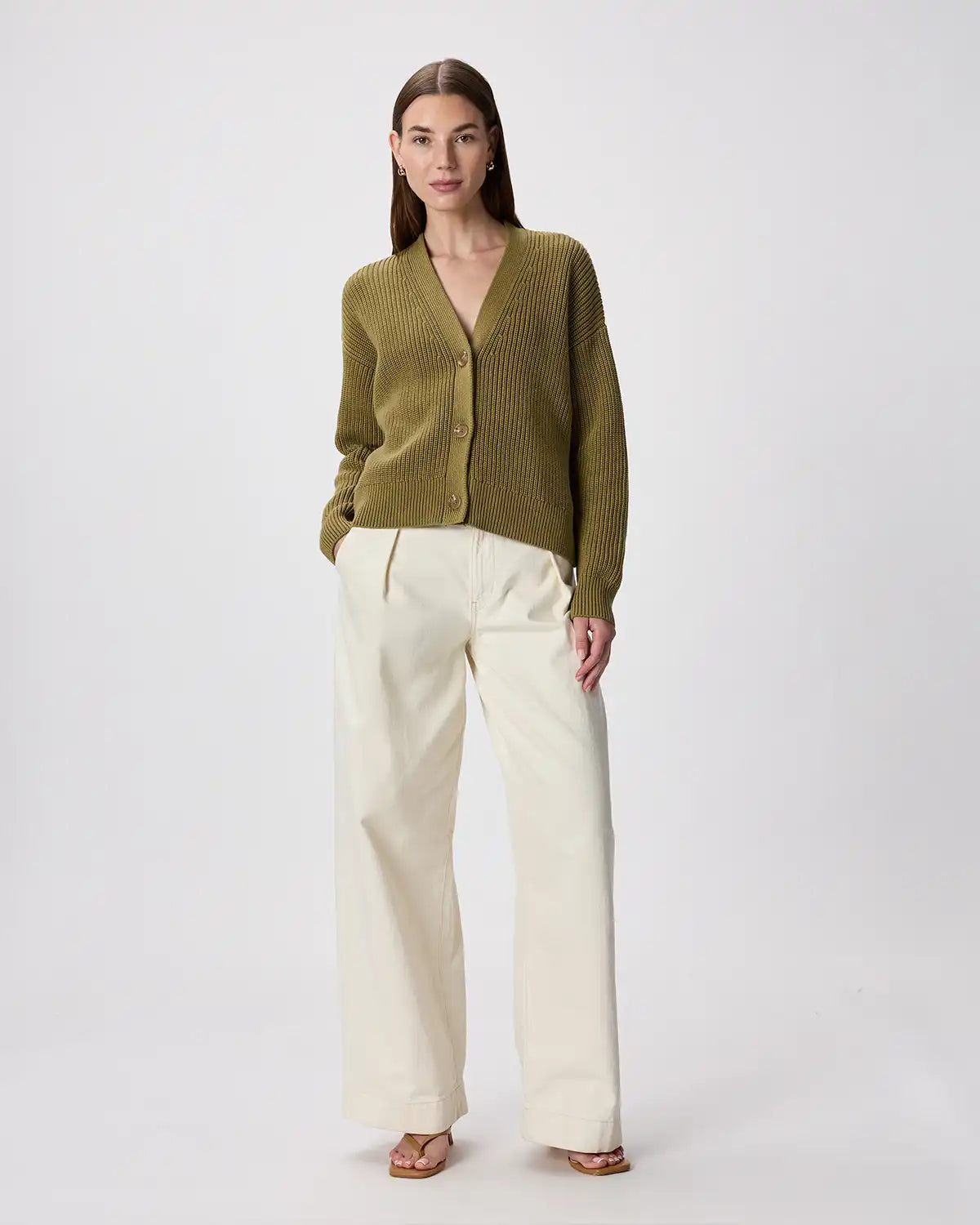 100% Organic Cotton Fisherman Boxy Cropped Cardigan