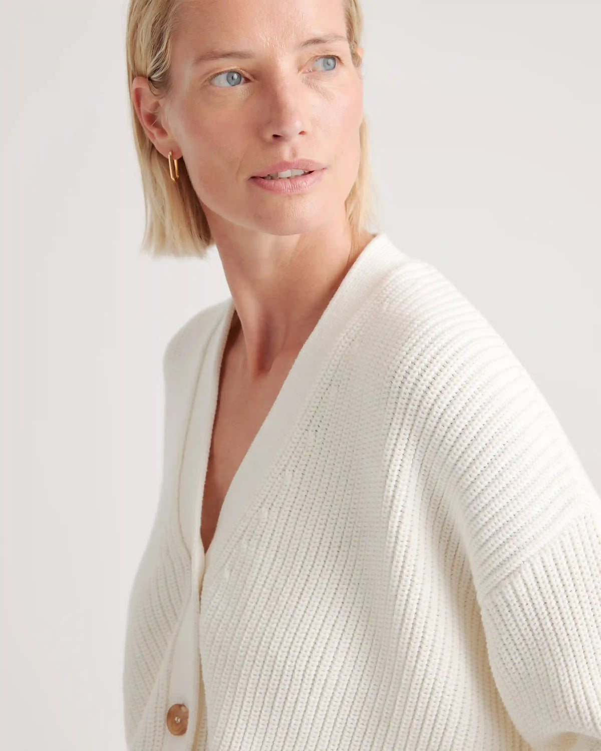 100% Organic Cotton Fisherman Boxy Cropped Cardigan