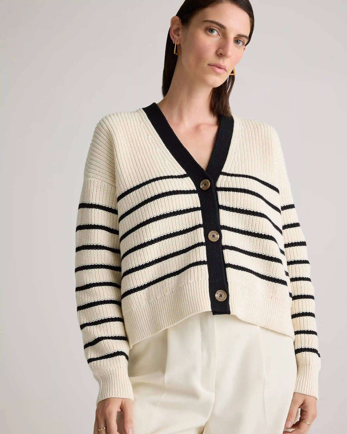 100% Organic Cotton Fisherman Boxy Cropped Cardigan