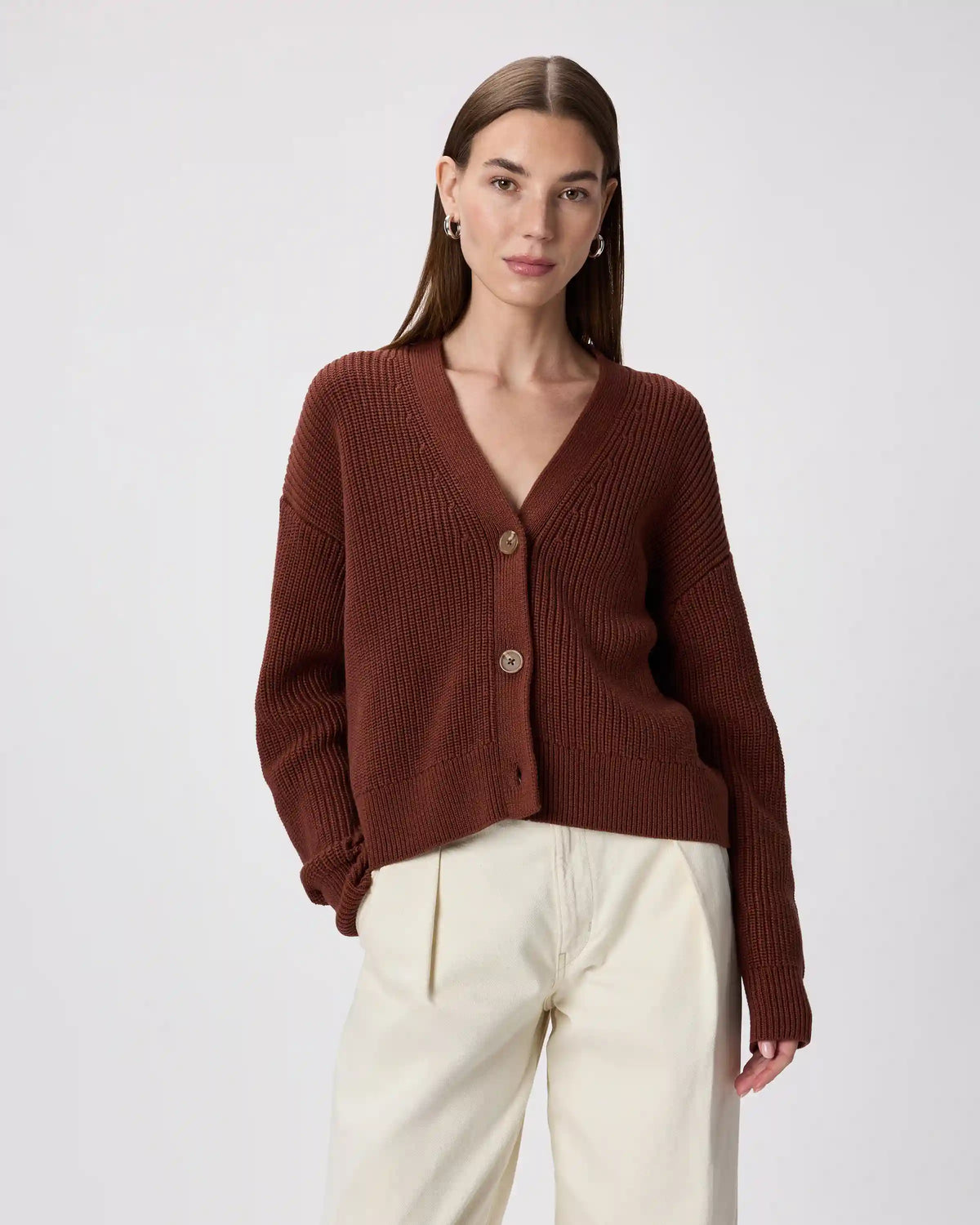100% Organic Cotton Fisherman Boxy Cropped Cardigan