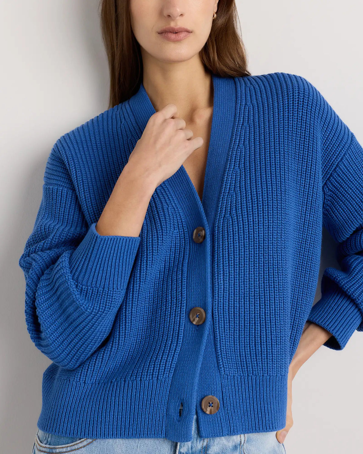100% Organic Cotton Fisherman Boxy Cropped Cardigan