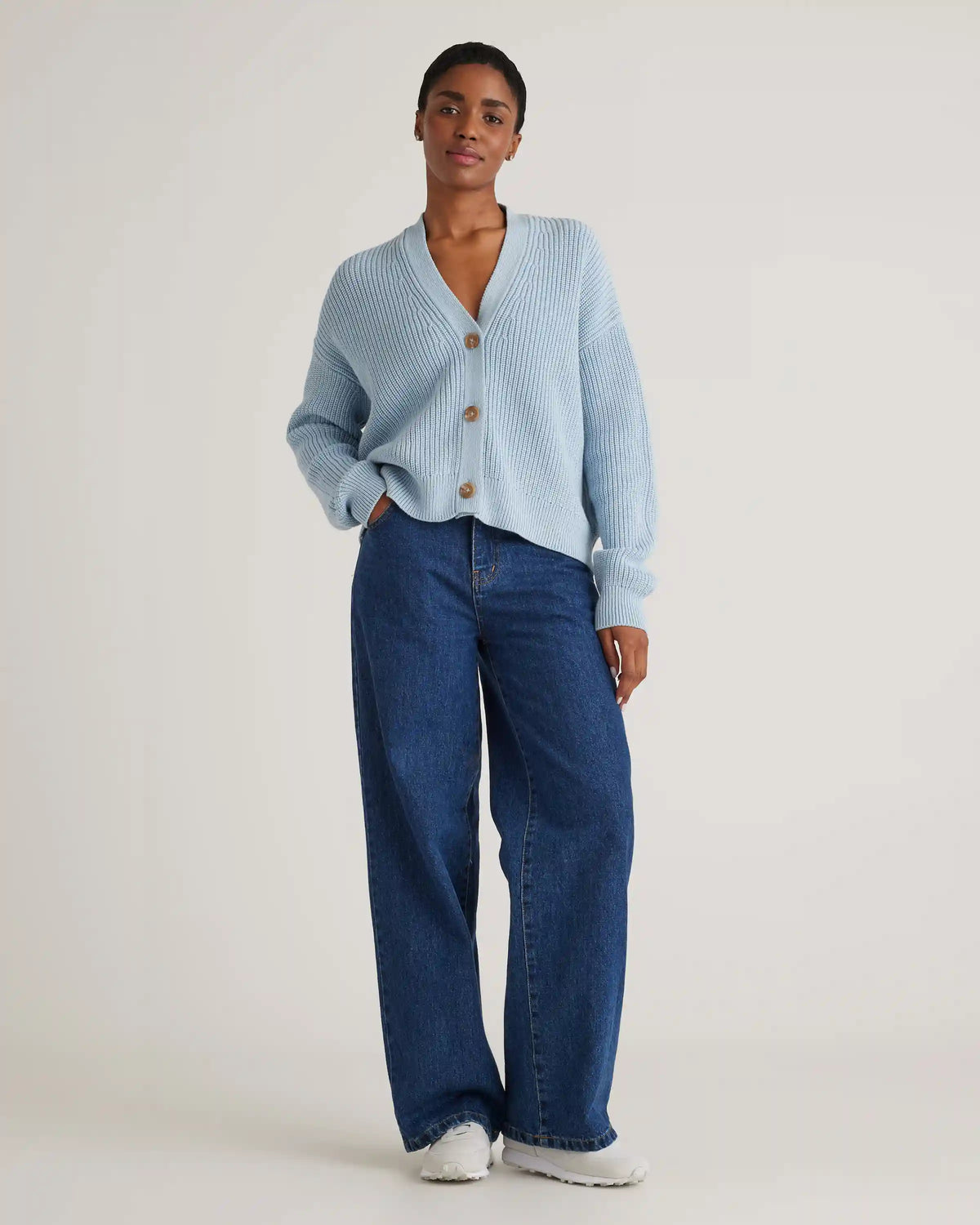 100% Organic Cotton Fisherman Boxy Cropped Cardigan