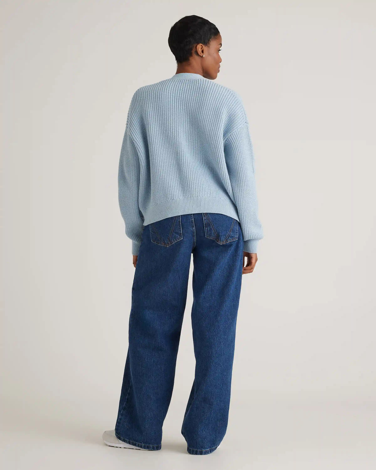 100% Organic Cotton Fisherman Boxy Cropped Cardigan