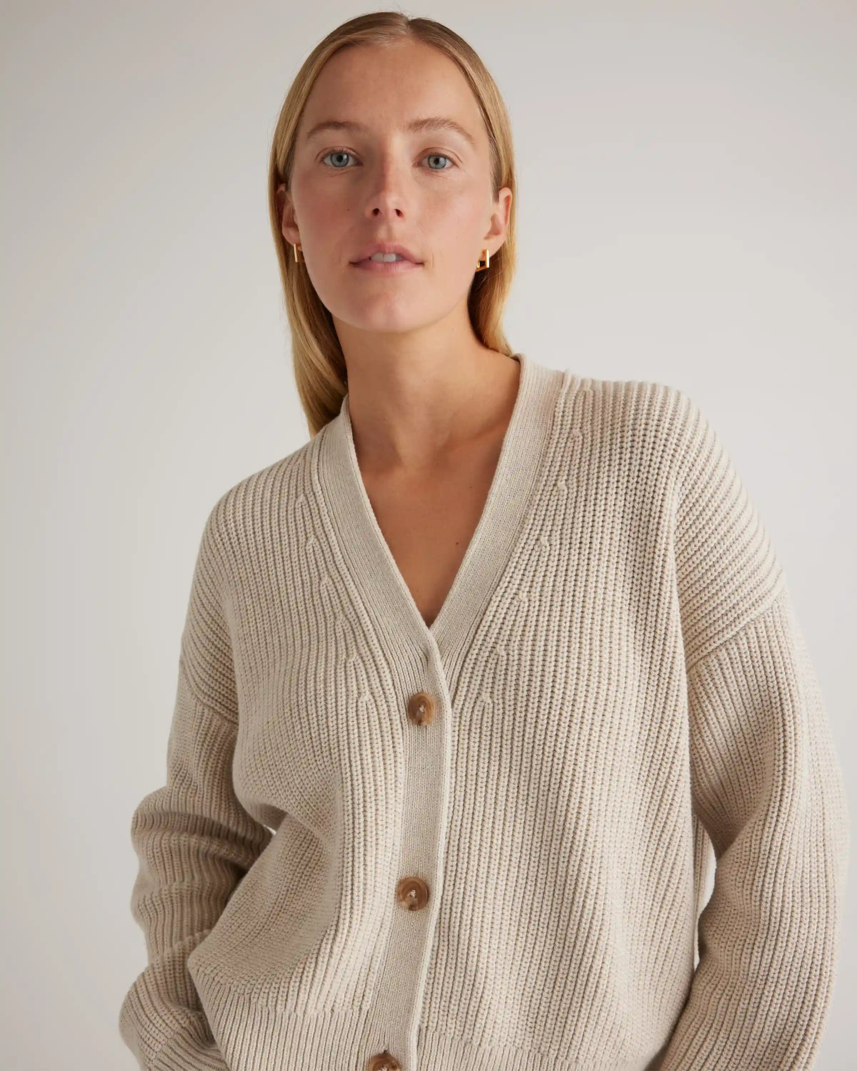 100% Organic Cotton Fisherman Boxy Cropped Cardigan