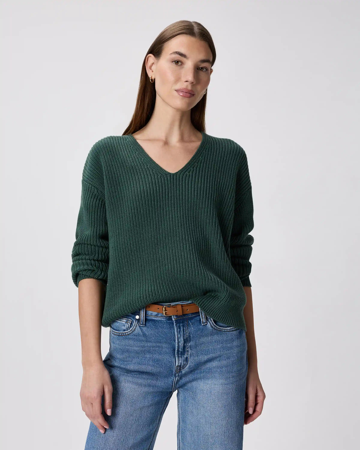 100% Organic Cotton Fisherman V-Neck Sweater
