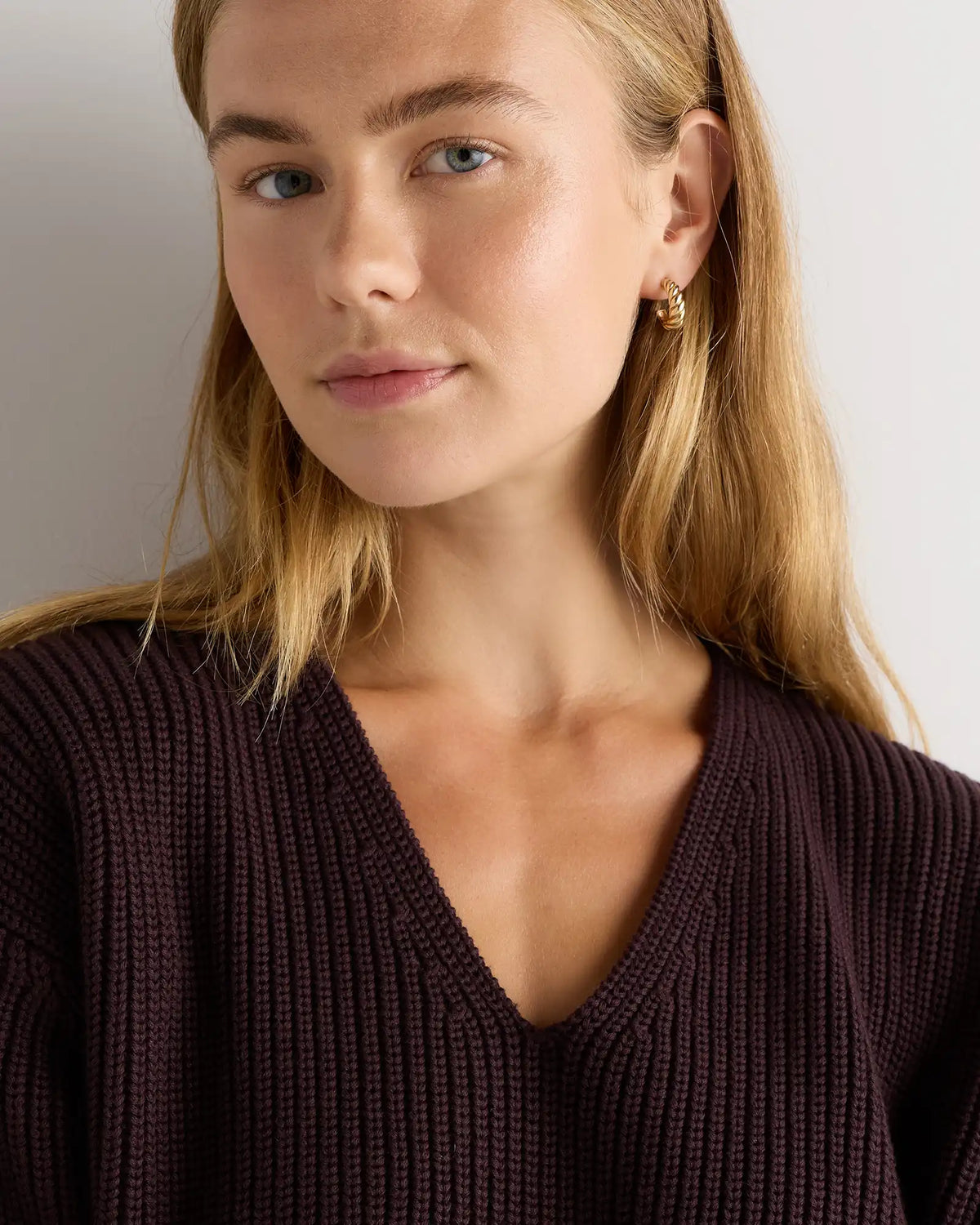 100% Organic Cotton Fisherman V-Neck Sweater