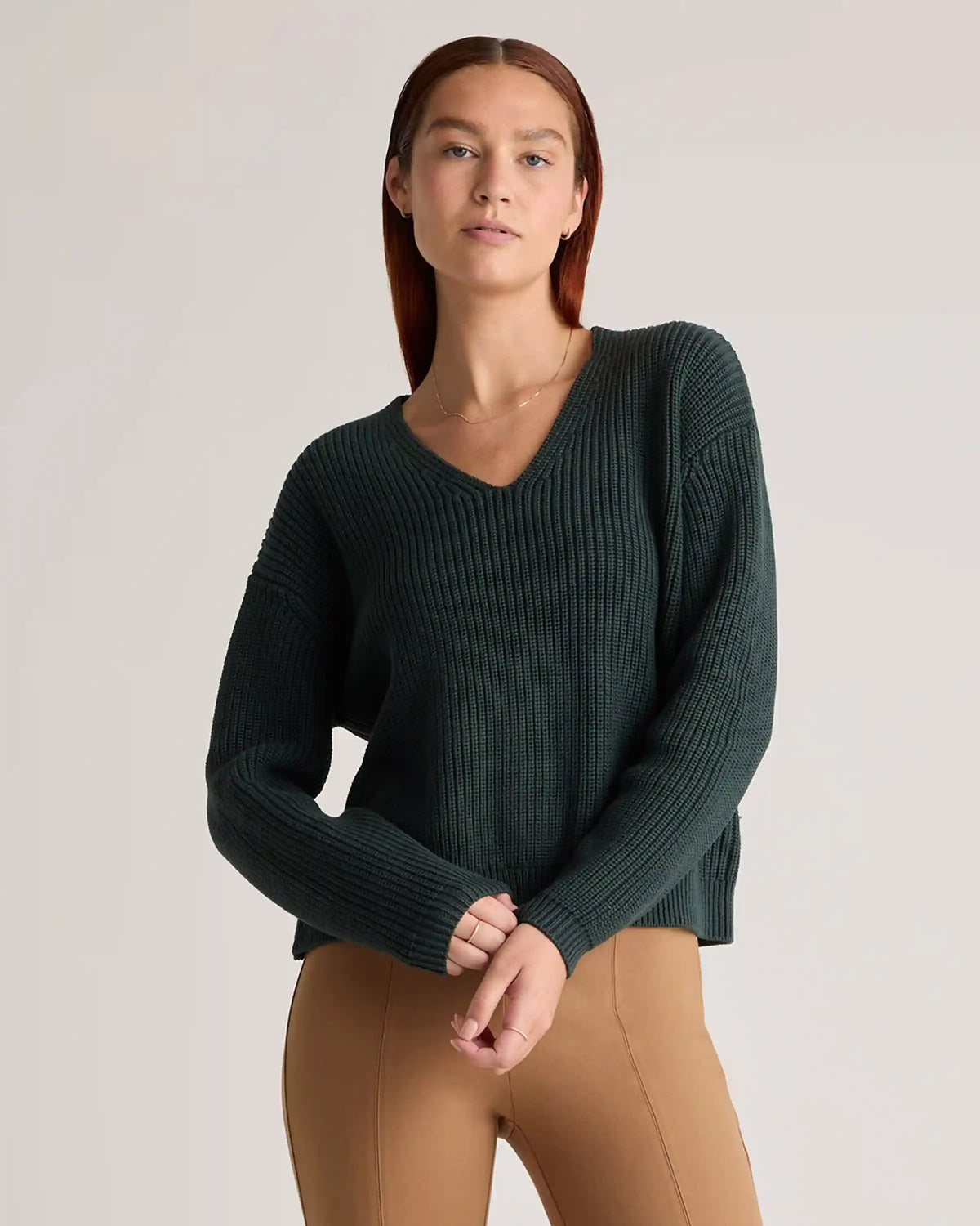 100% Organic Cotton Fisherman V-Neck Sweater