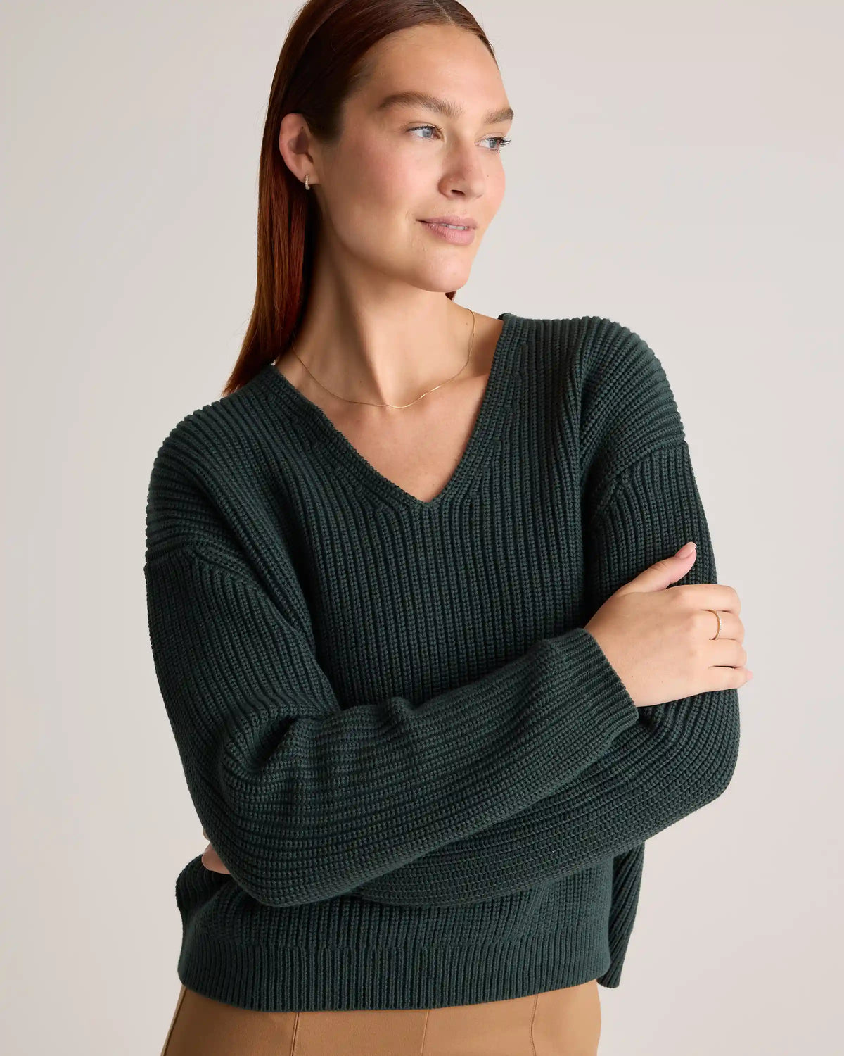 100% Organic Cotton Fisherman V-Neck Sweater