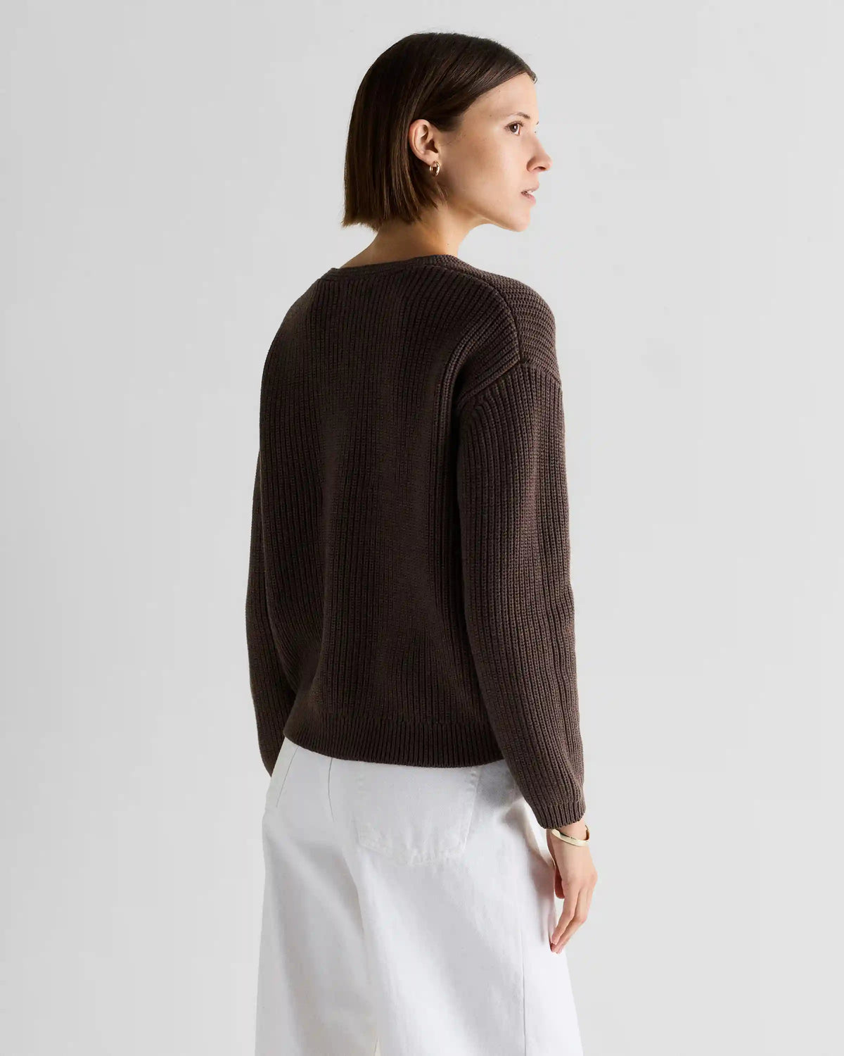 100% Organic Cotton Fisherman V-Neck Sweater