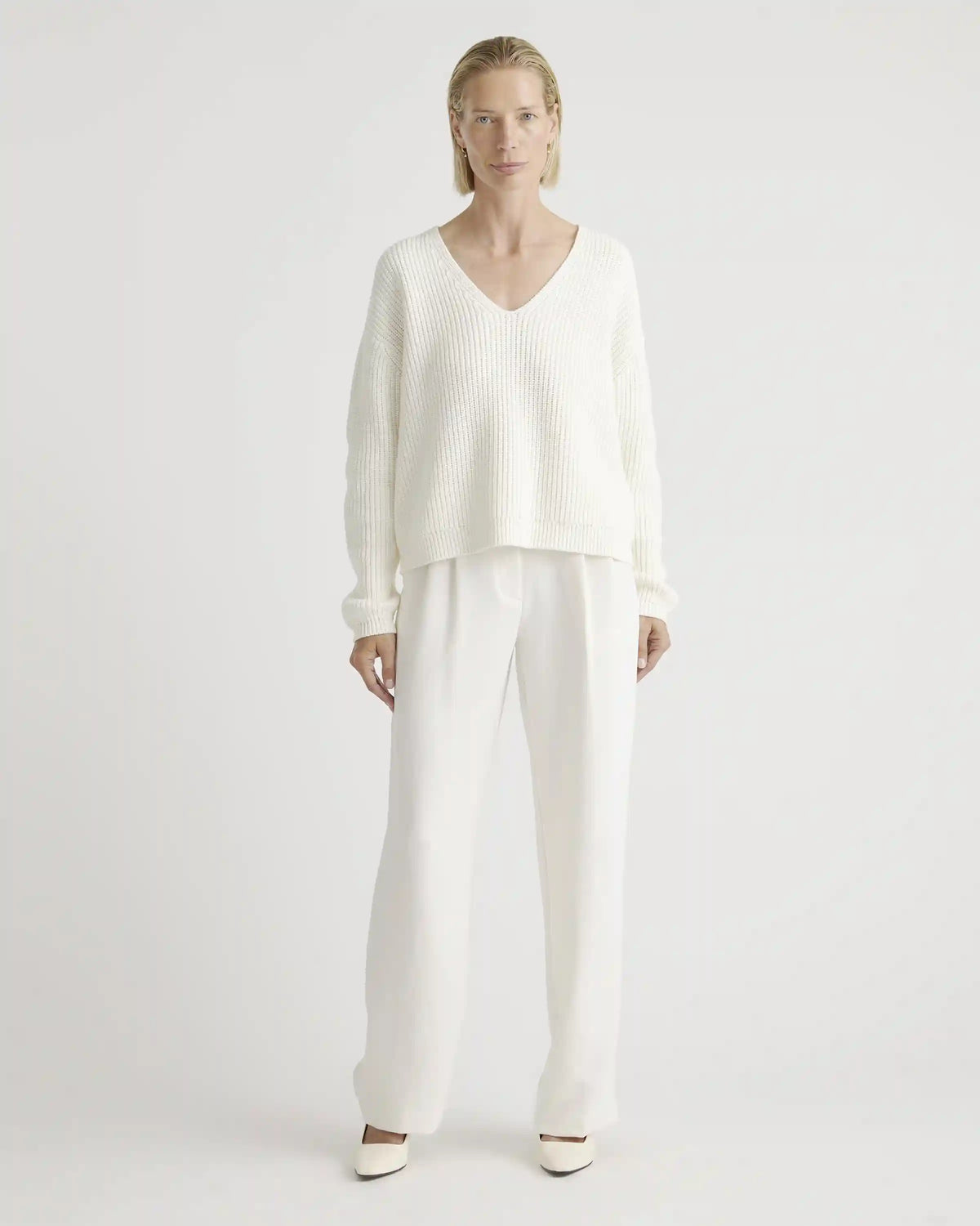 100% Organic Cotton Fisherman V-Neck Sweater