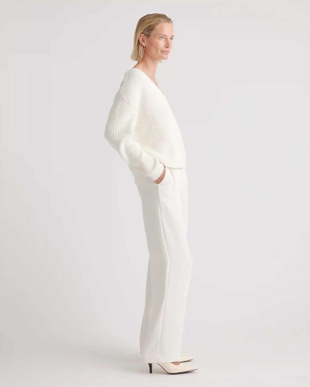 100% Organic Cotton Fisherman V-Neck Sweater