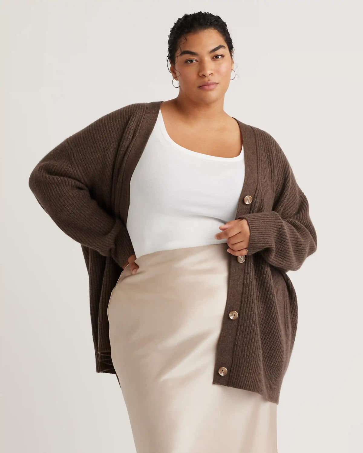 Mongolian Cashmere Oversized Boyfriend Cardigan Sweater