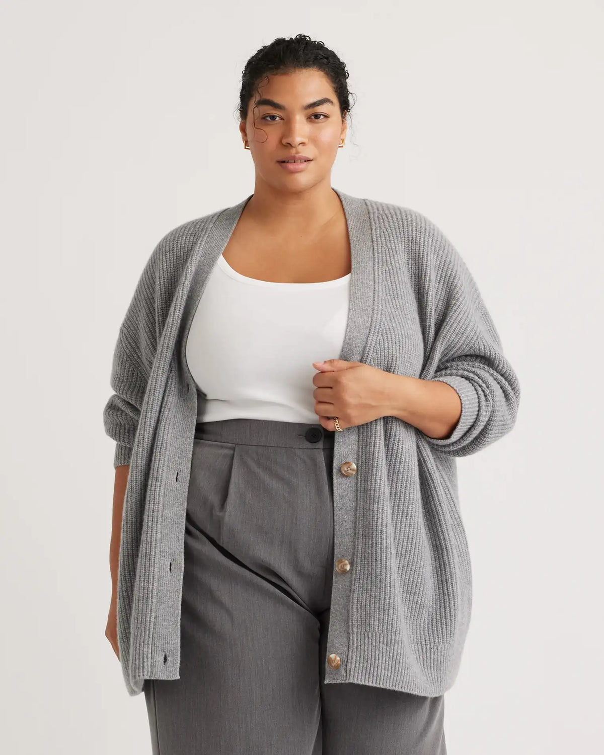 Mongolian Cashmere Oversized Boyfriend Cardigan Sweater
