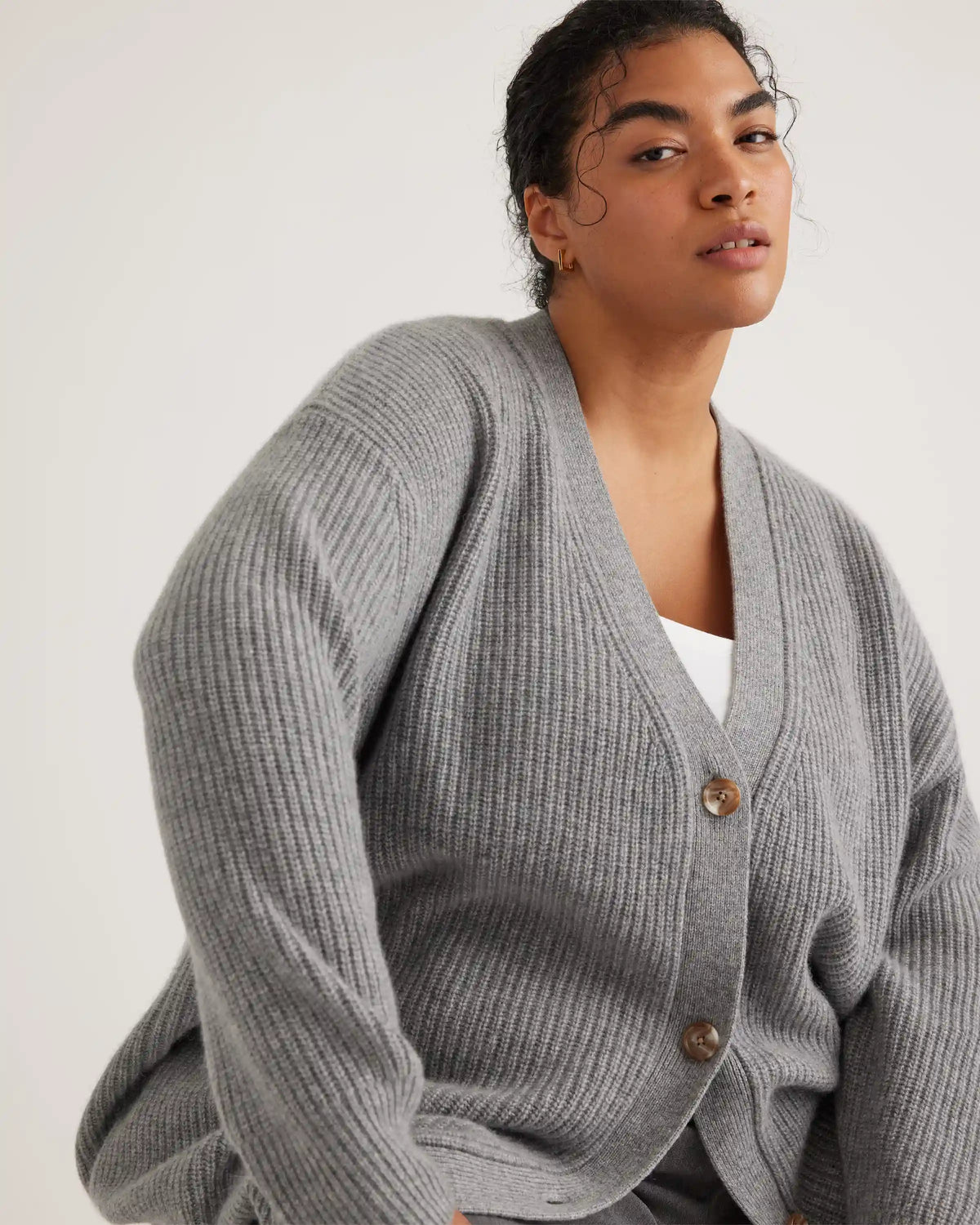 Mongolian Cashmere Oversized Boyfriend Cardigan Sweater