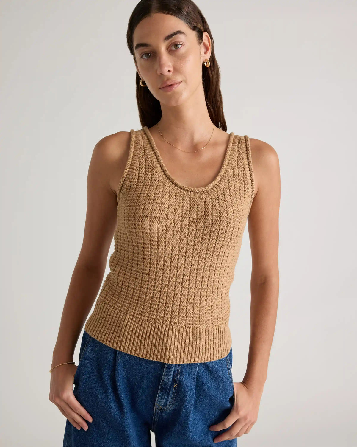 100% Organic Cotton Waffle Cropped Sweater Tank