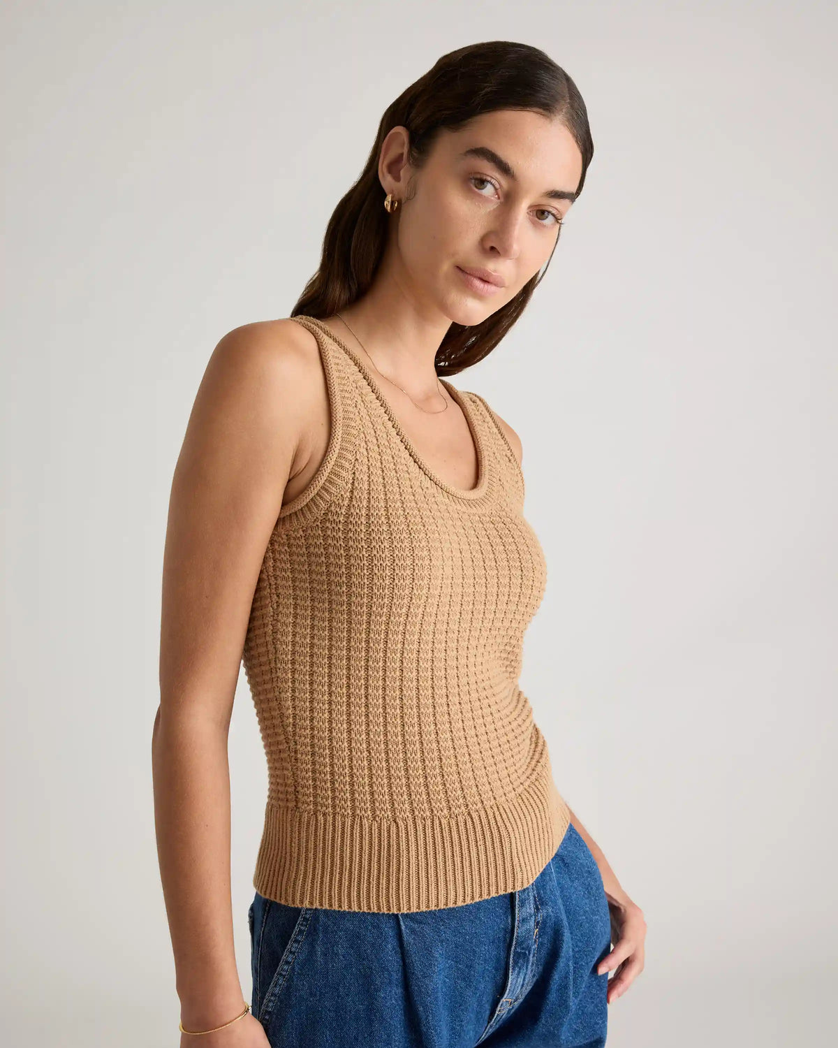 100% Organic Cotton Waffle Cropped Sweater Tank
