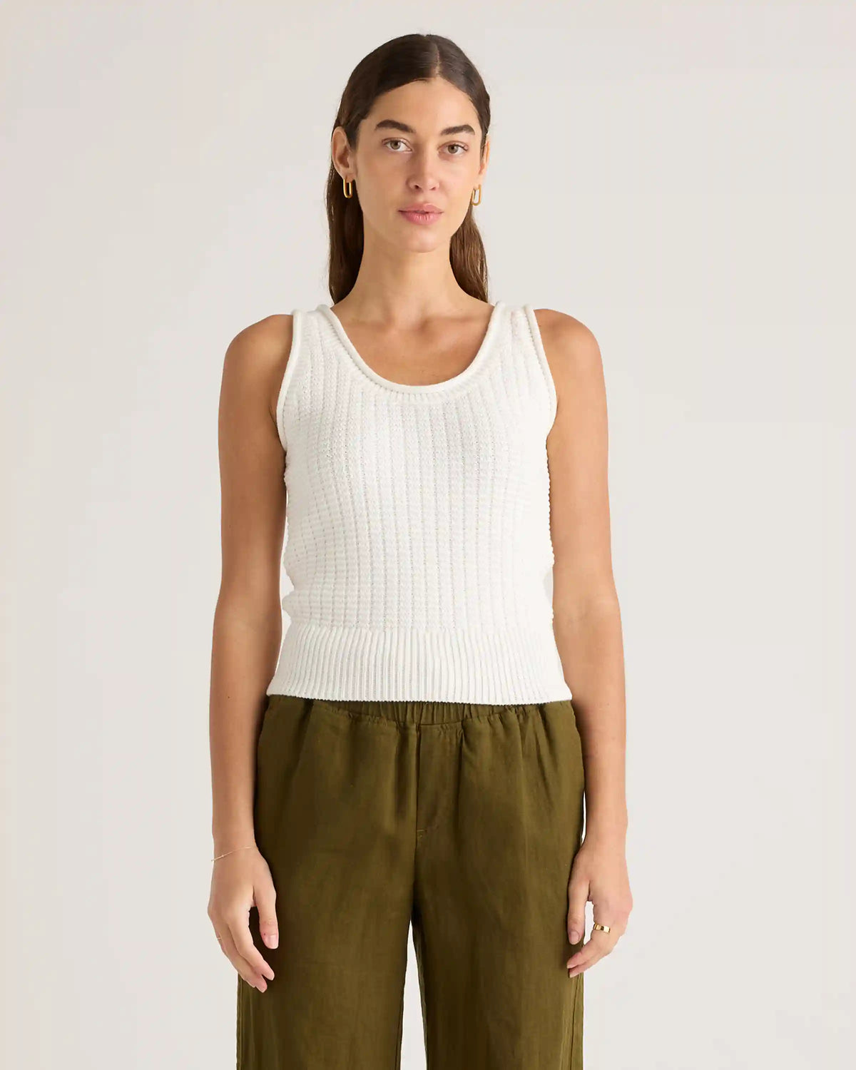 100% Organic Cotton Waffle Cropped Sweater Tank