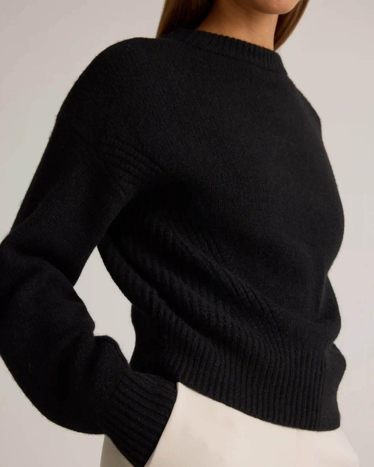 100% Yak Wool Pointelle Detail Relaxed Crew