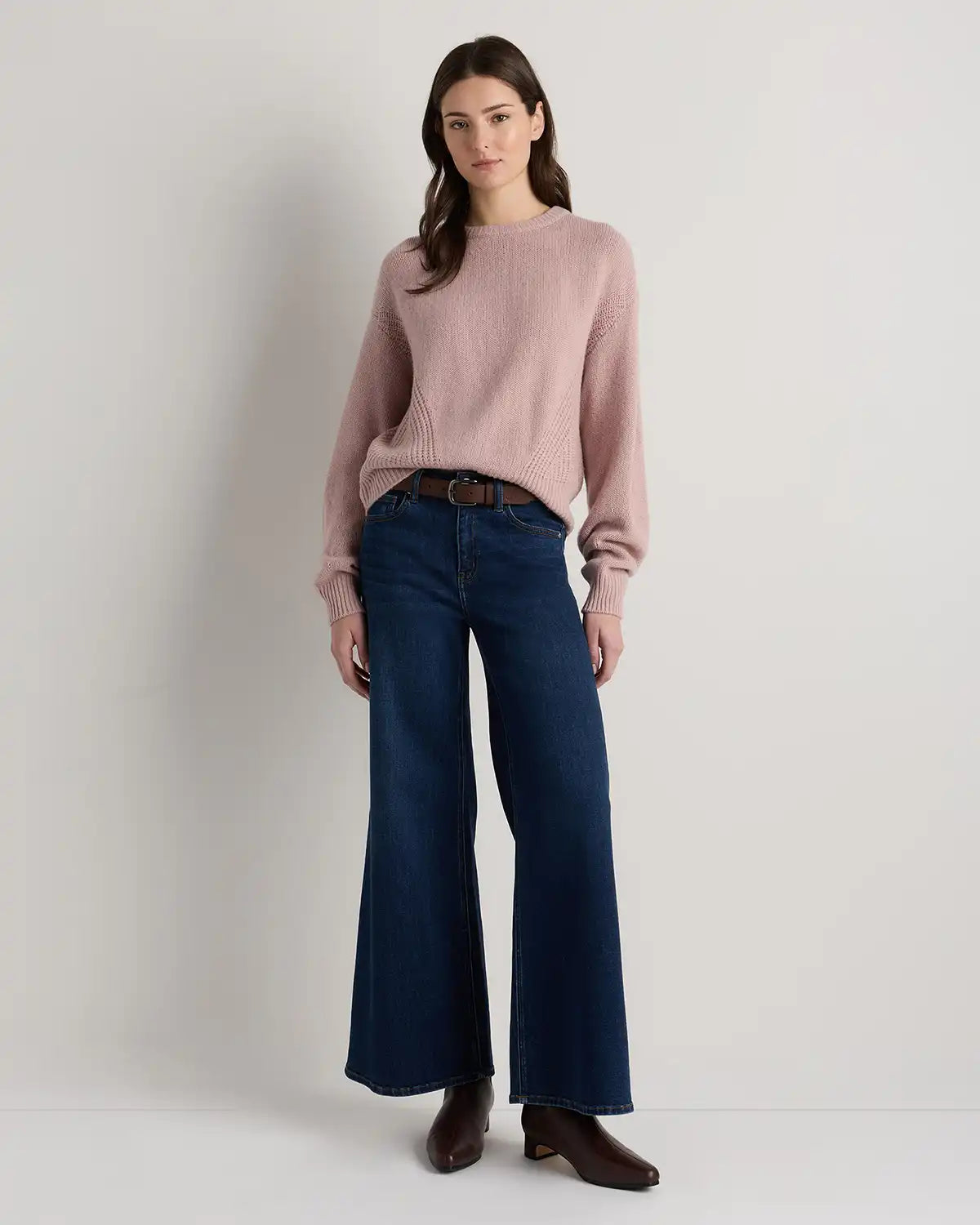 100% Yak Wool Pointelle Detail Relaxed Crew
