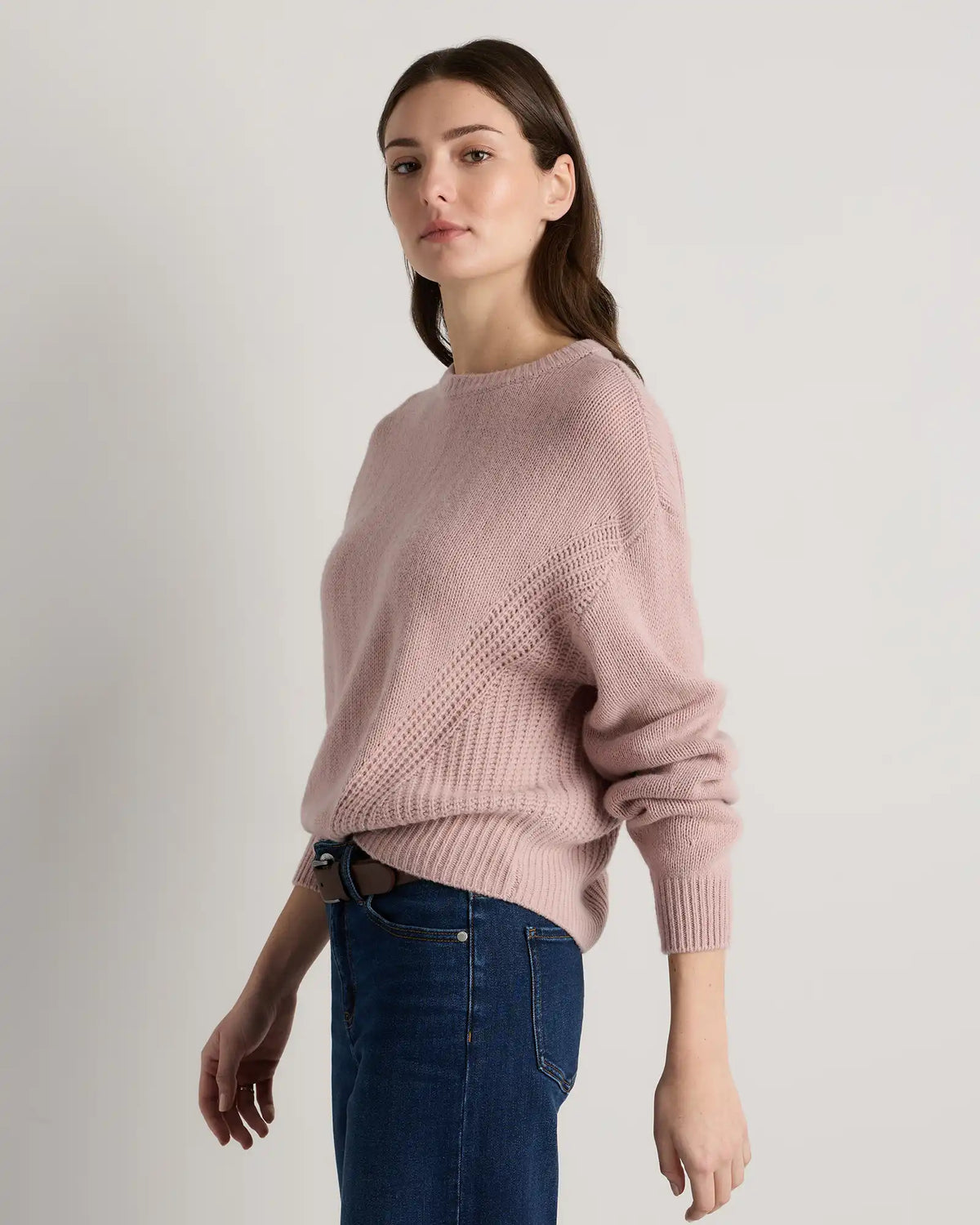 100% Yak Wool Pointelle Detail Relaxed Crew