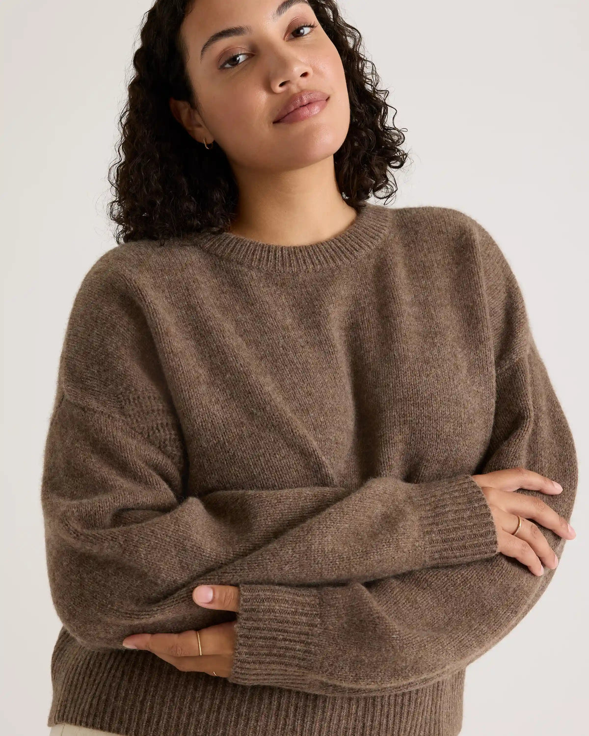 100% Yak Wool Pointelle Detail Relaxed Crew
