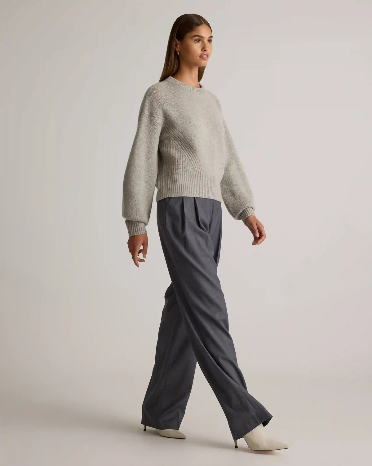 100% Yak Wool Pointelle Detail Relaxed Crew