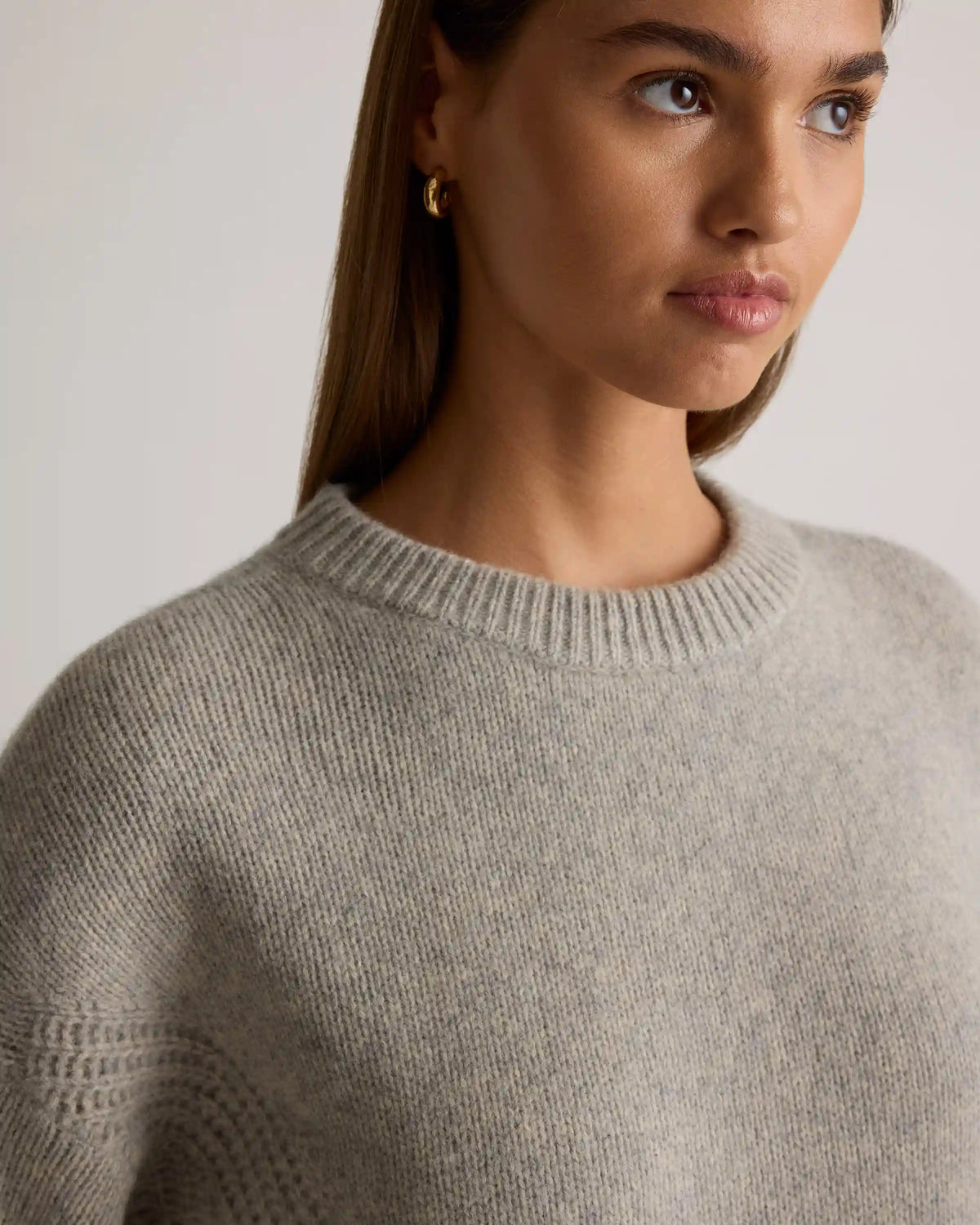 100% Yak Wool Pointelle Detail Relaxed Crew