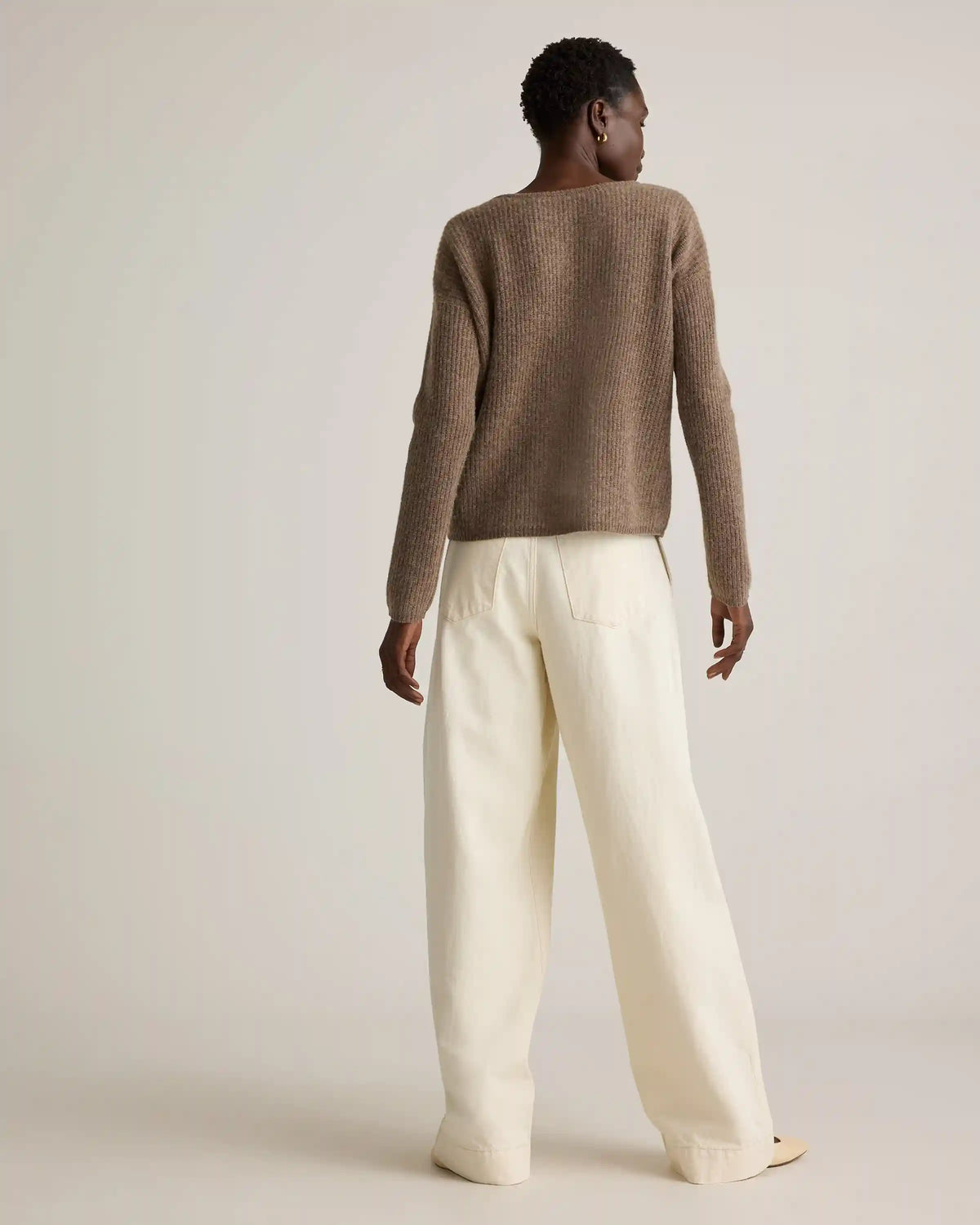 100% Yak Soft Rib Crew Cardigan