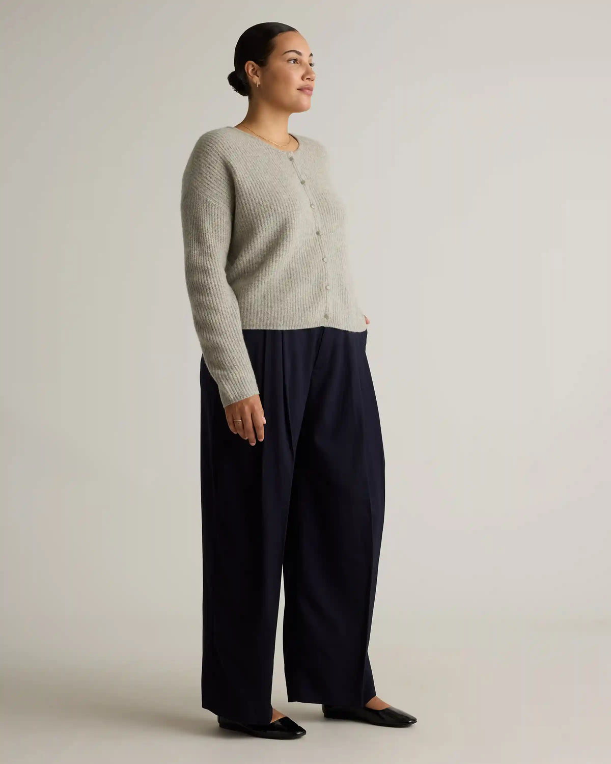 100% Yak Soft Rib Crew Cardigan