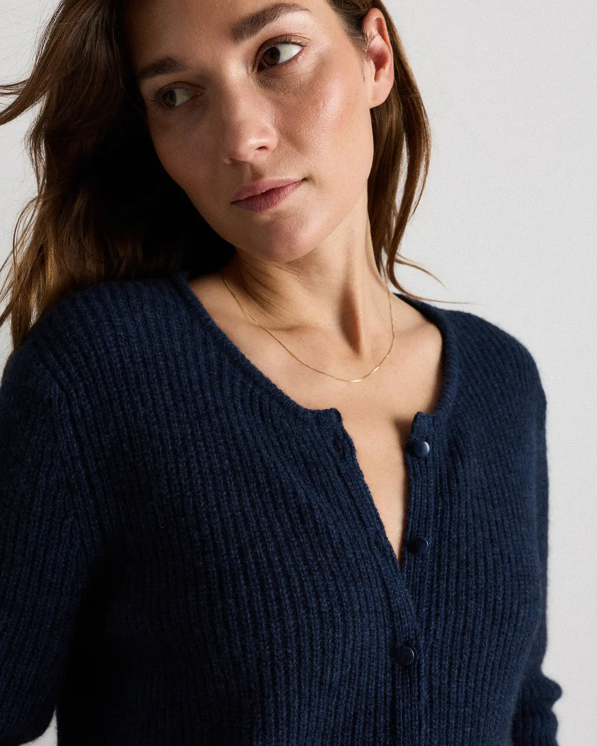 100% Yak Soft Rib Crew Cardigan