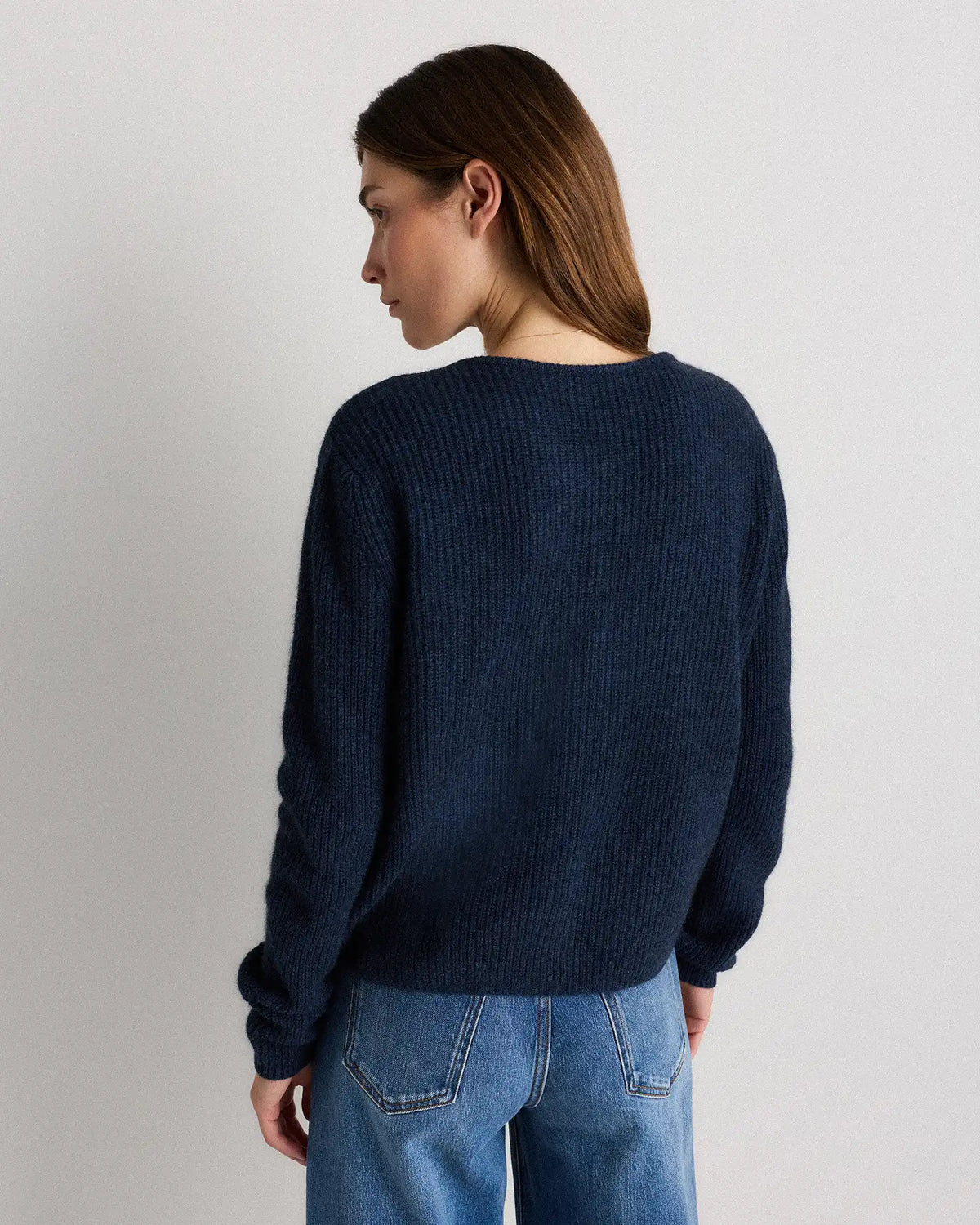 100% Yak Soft Rib Crew Cardigan