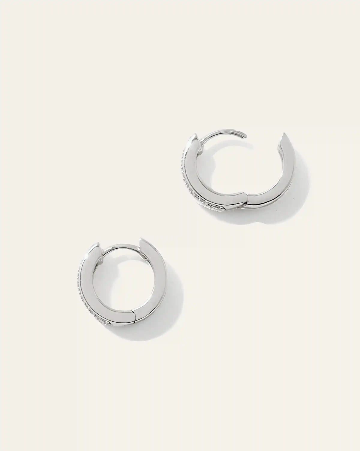 14K Gold Diamond Pave Multirow Huggie Hoops