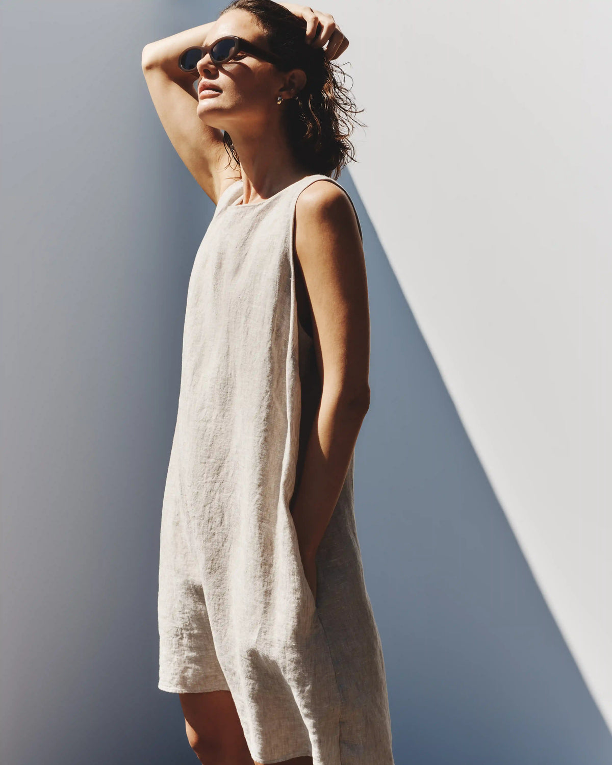 100% European Linen Tank Mini Dress