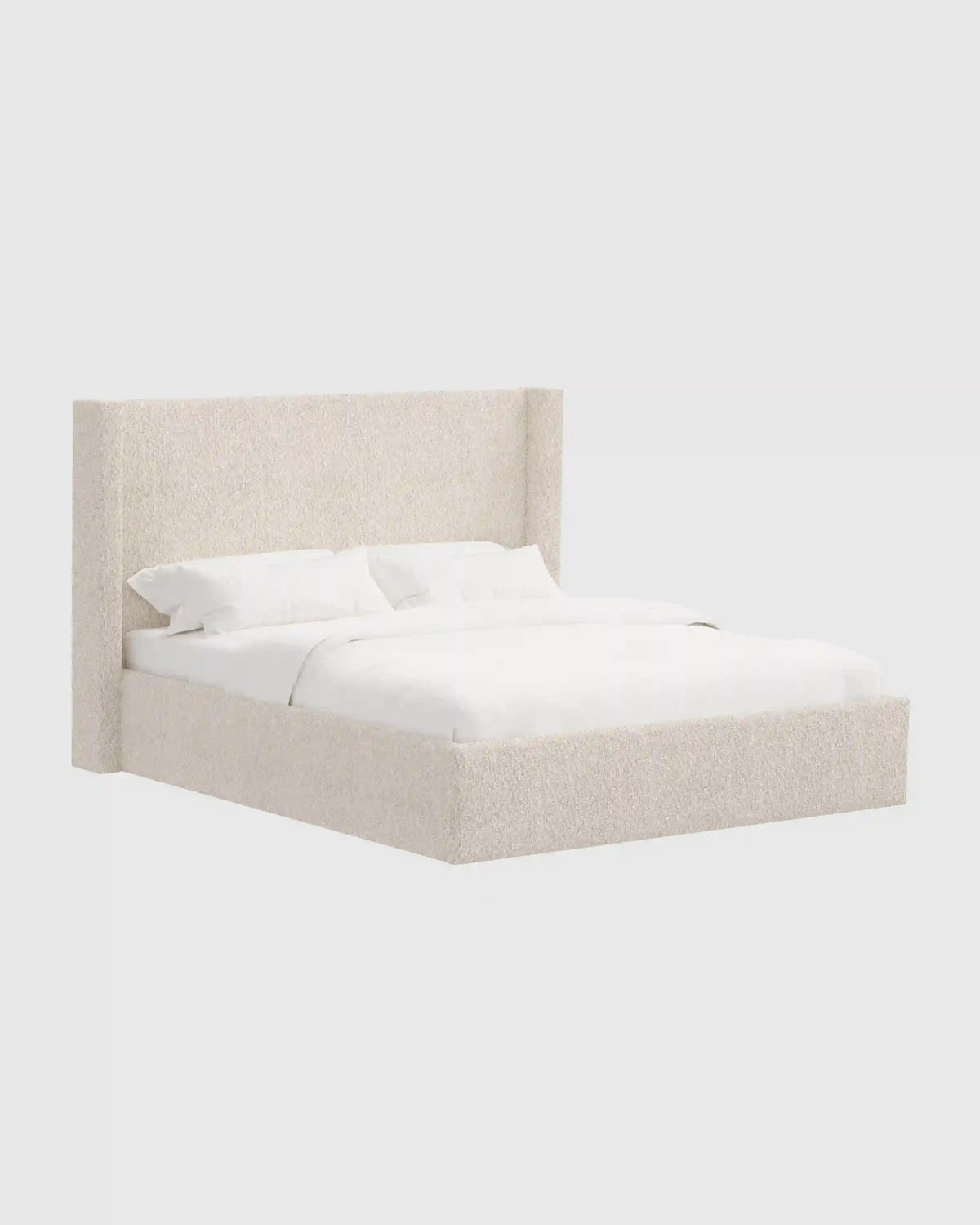 Plush Boucle Wingback Bed
