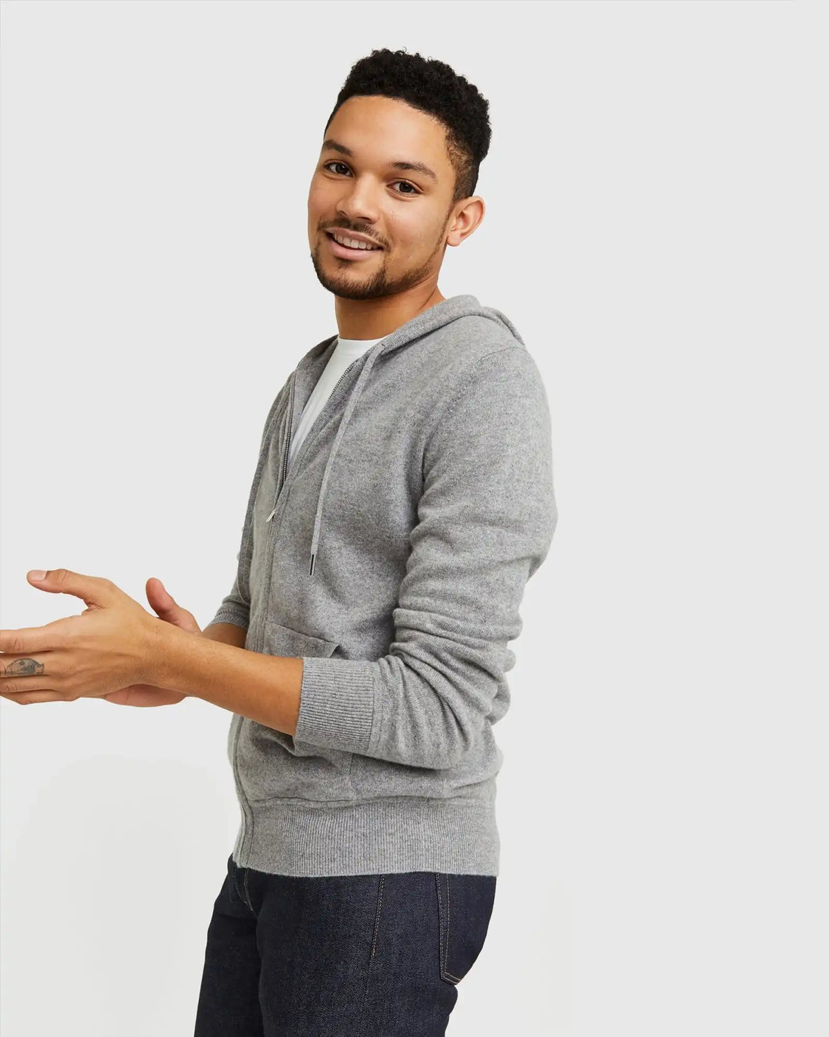 Mongolian Spring Cashmere Full-Zip Hoodie