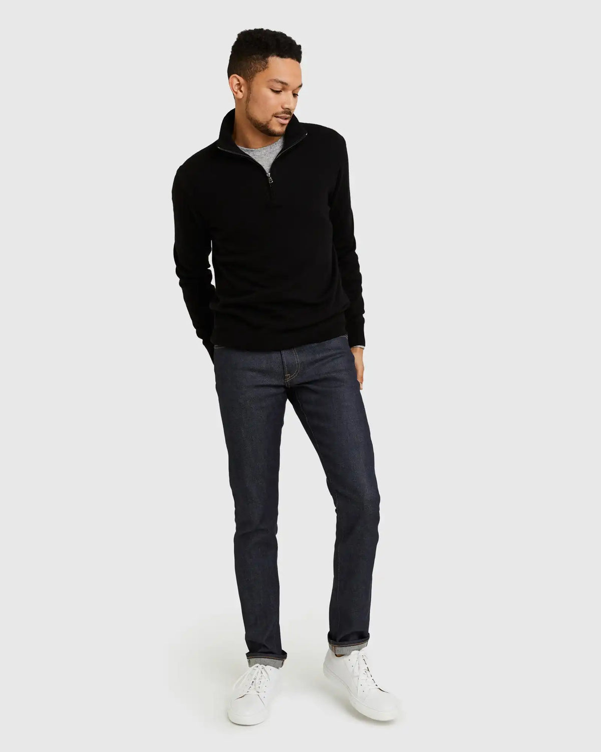 Mongolian Spring Cashmere Quarter Zip Sweater