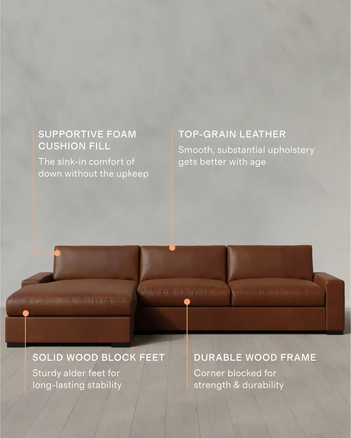 Stillman Chaise Sectional in Leather