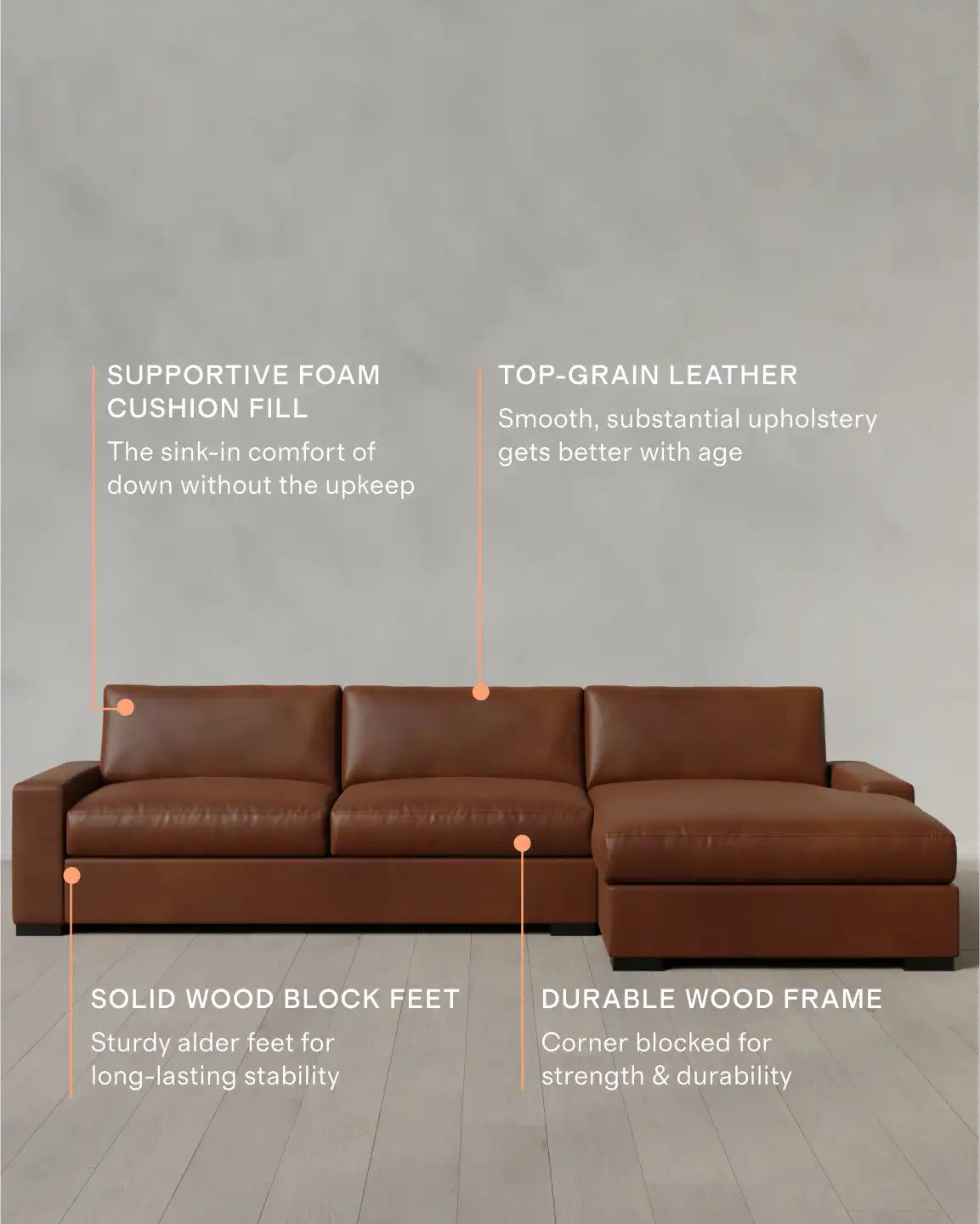 Stillman Chaise Sectional in Leather