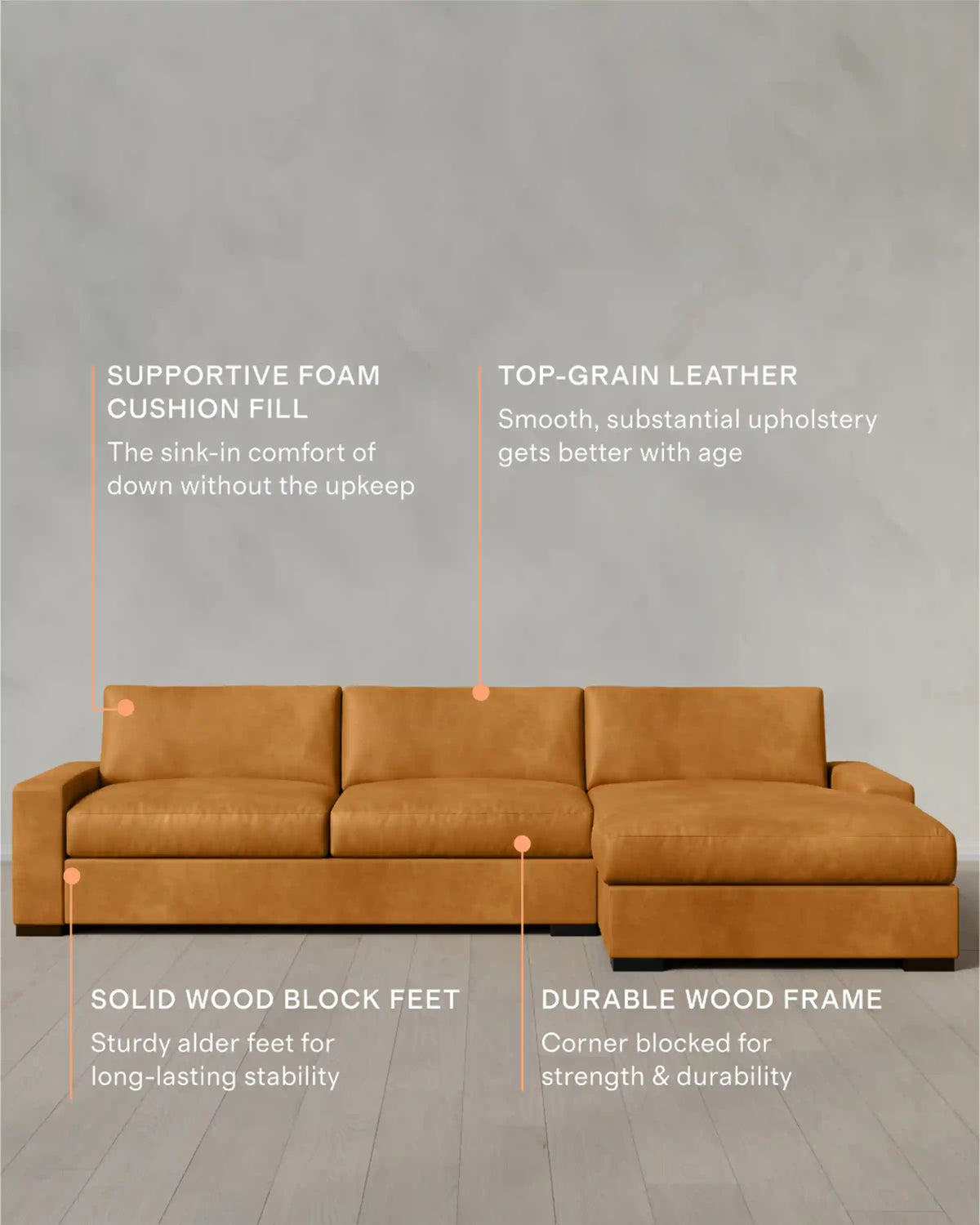 Stillman Chaise Sectional in Leather