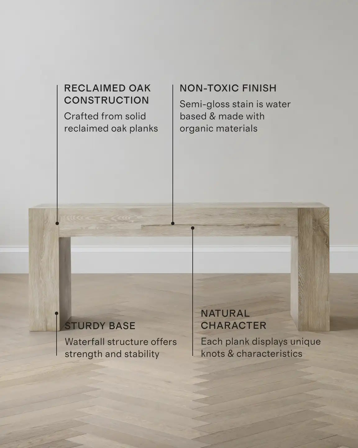 Reclaimed Oak Waterfall Console Table