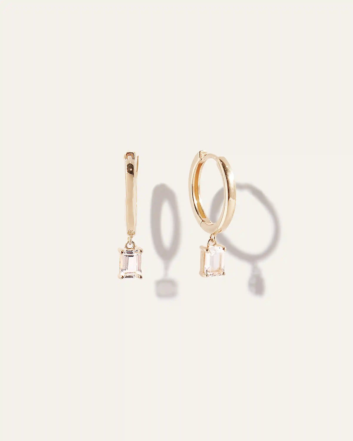 Emerald Cut Topaz Dangle Hoops