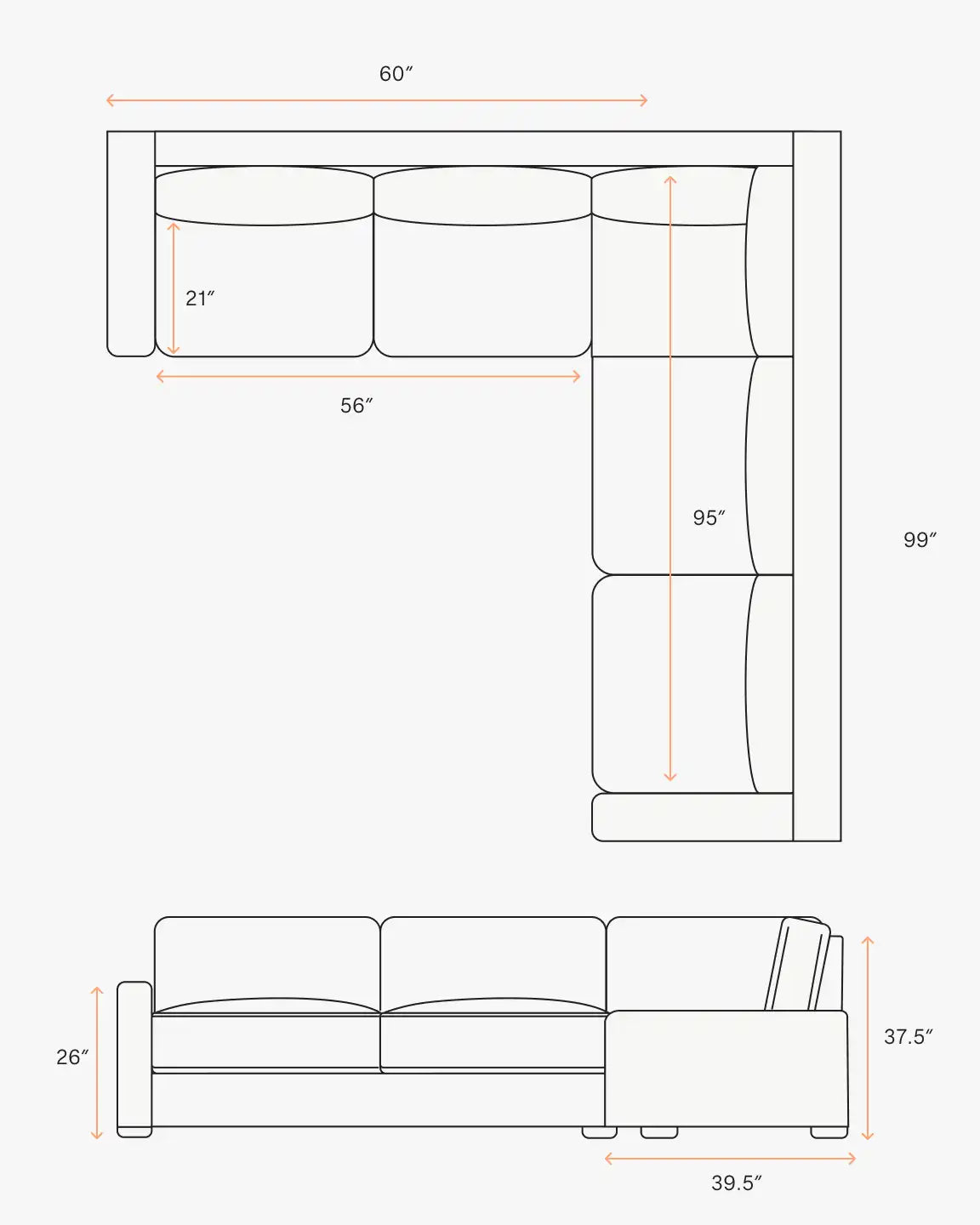 Brennan L Sectional in Performance Velvet