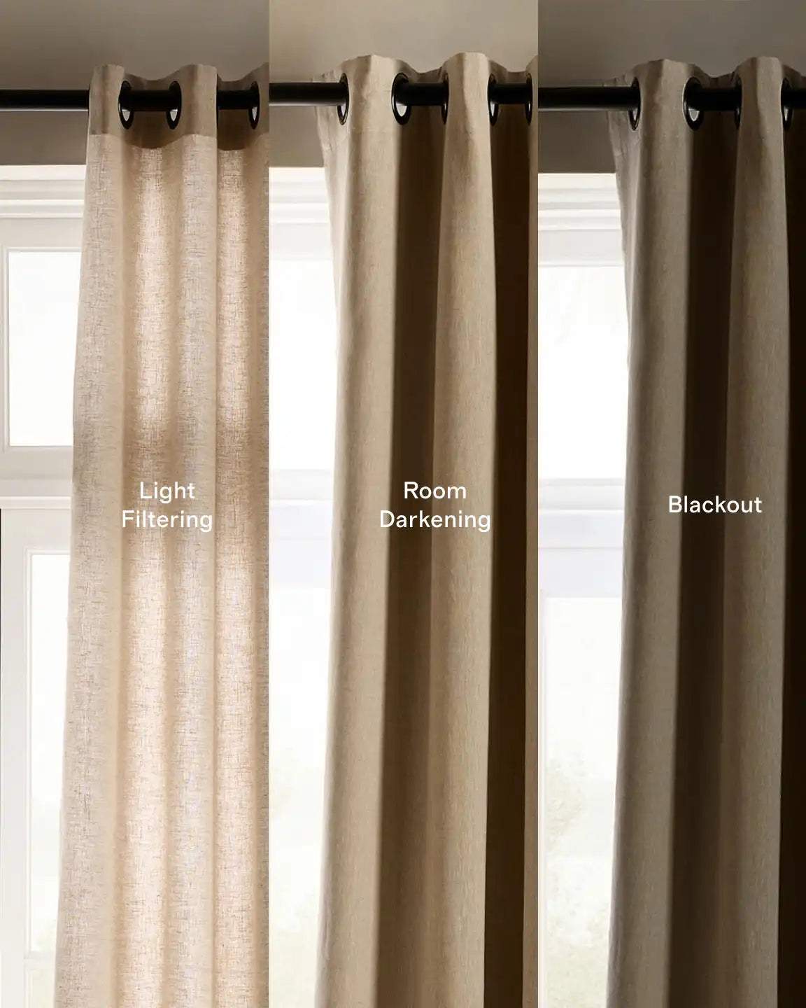 European Linen Grommet Curtain - Single Panel
