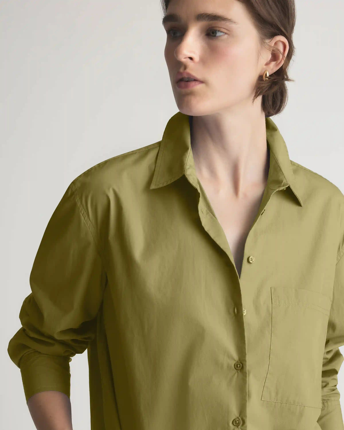 100% Organic Cotton Poplin Long Sleeve Boyfriend Shirt