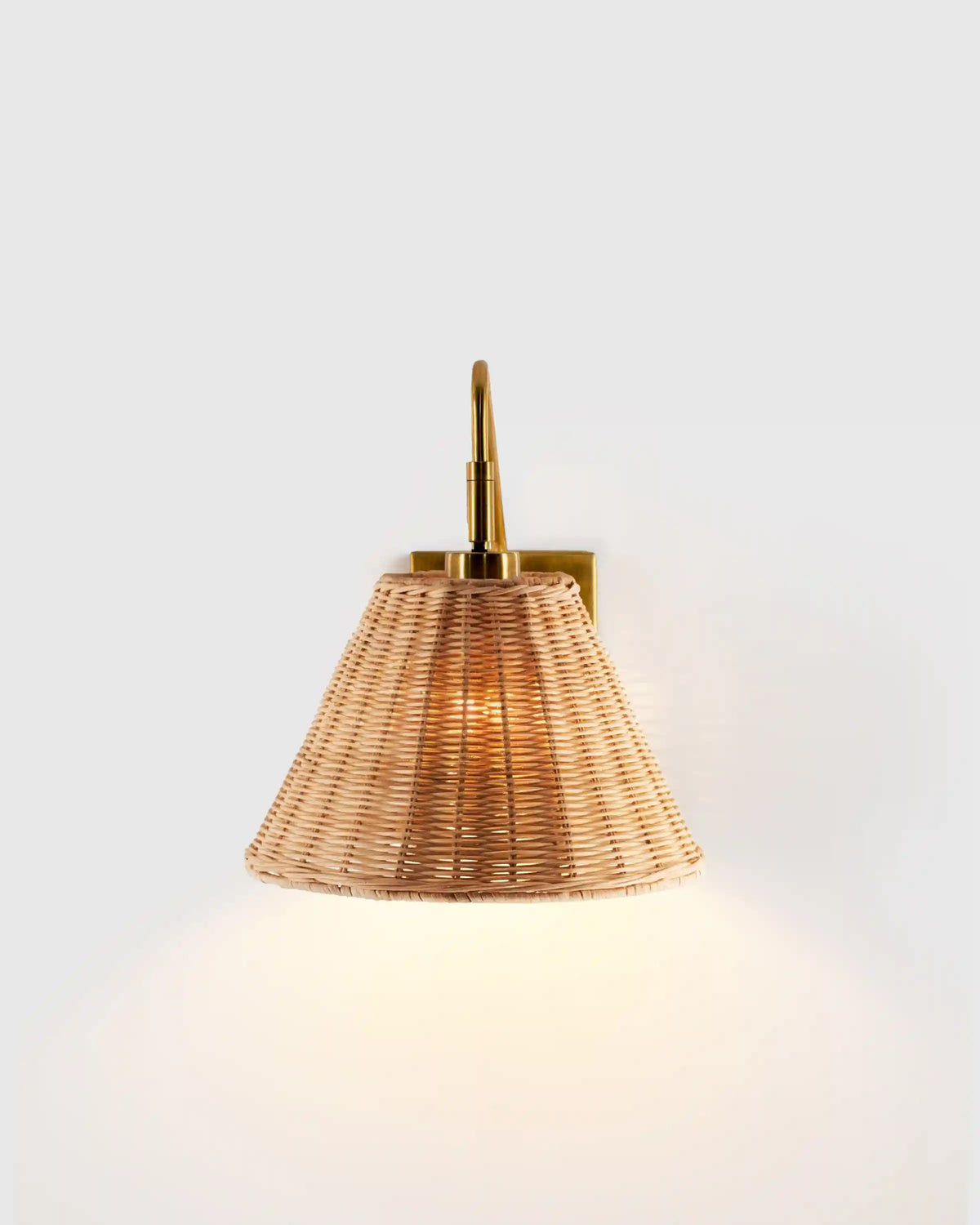 Articulating Sconce with Rattan Shade