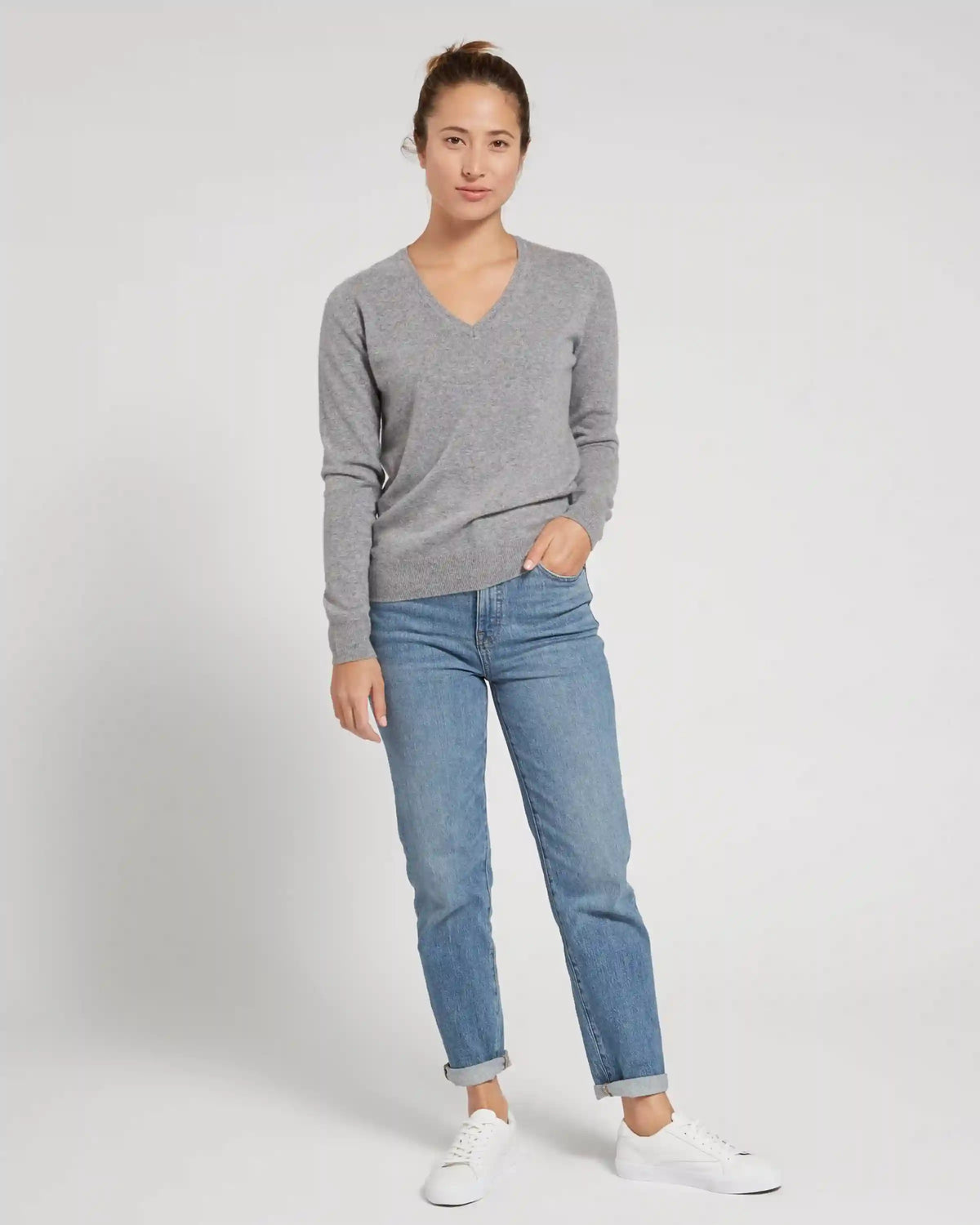 Mongolian Spring Cashmere V-Neck Sweater