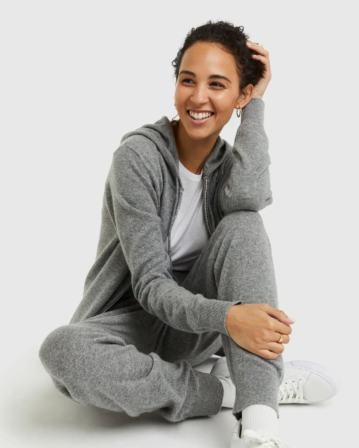Mongolian Spring Cashmere Full-Zip Hoodie