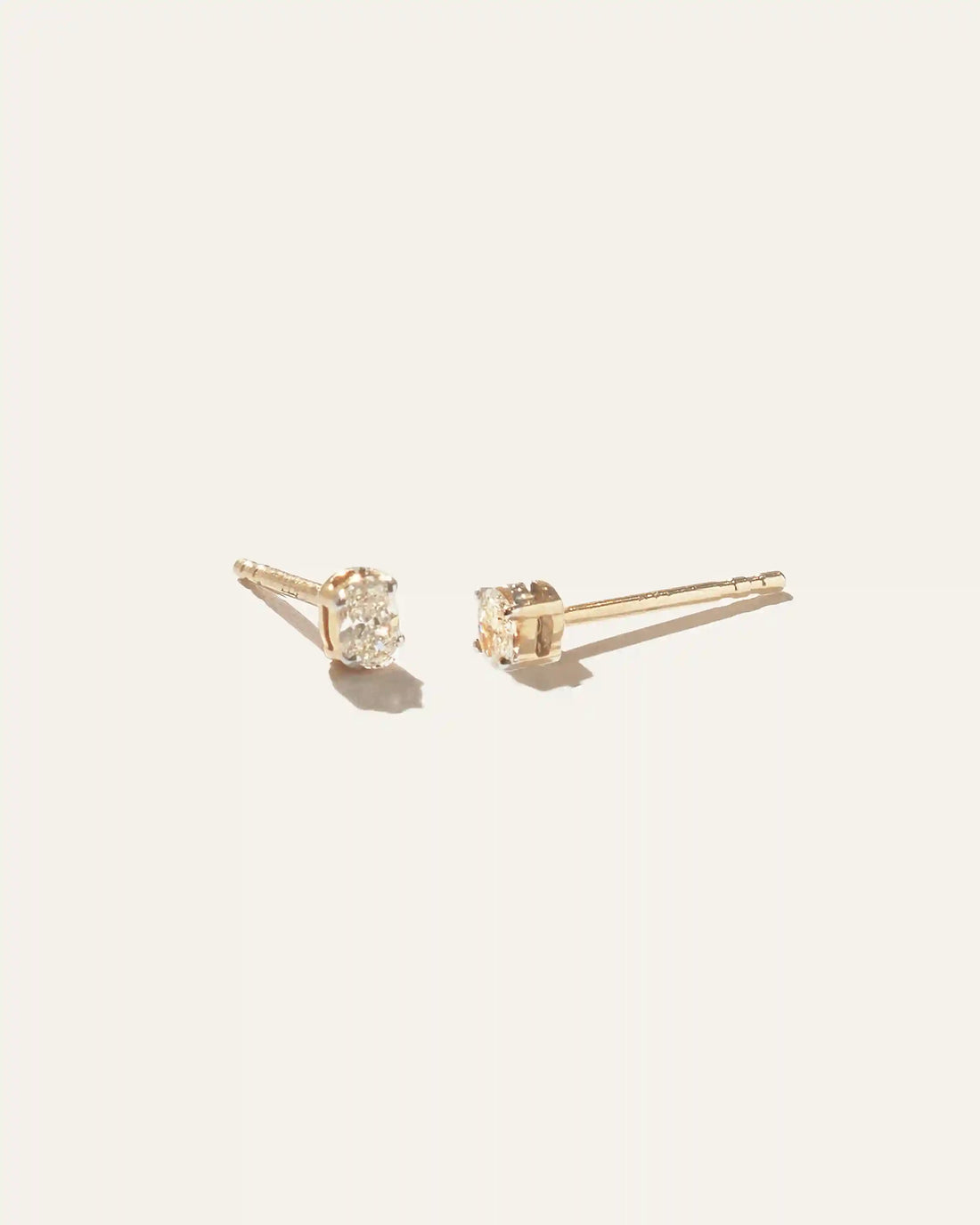 14K Gold Petite Oval Diamond Studs