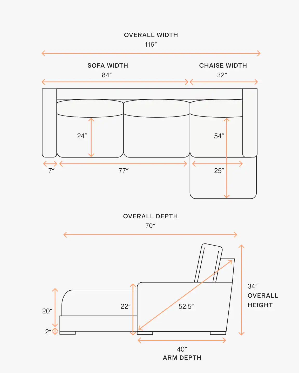 Stillman Chaise Sectional in Performance Basketweave