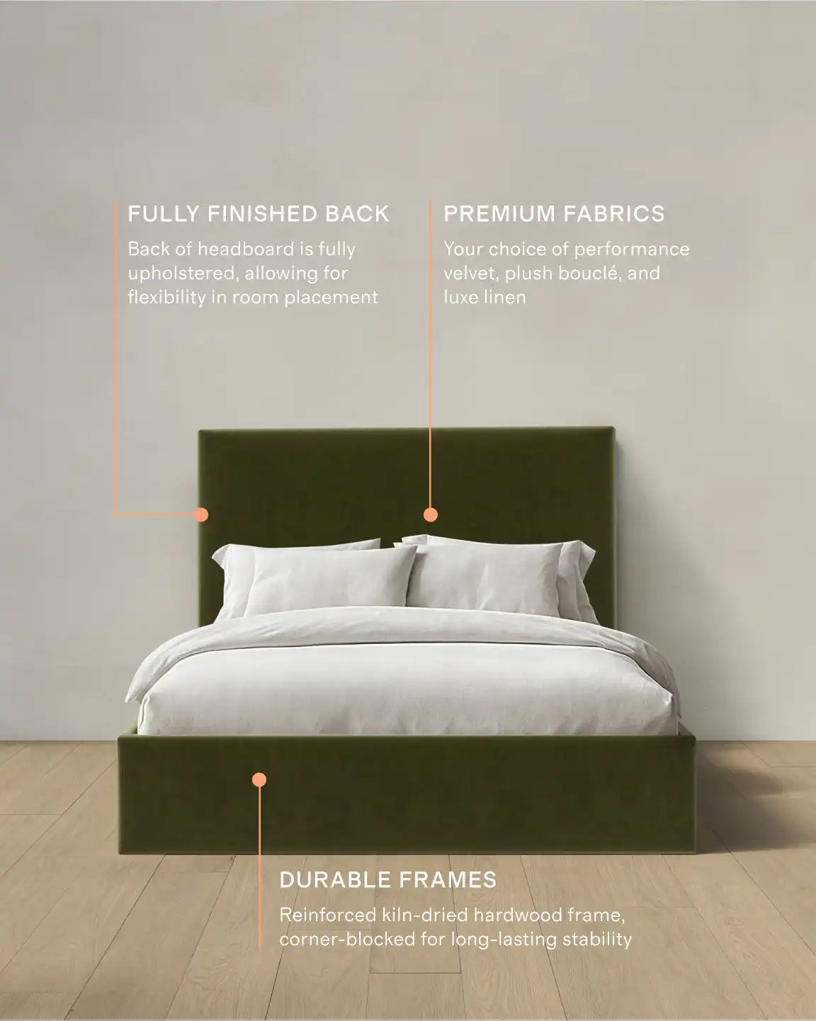 Square Bed in Performance Velvet